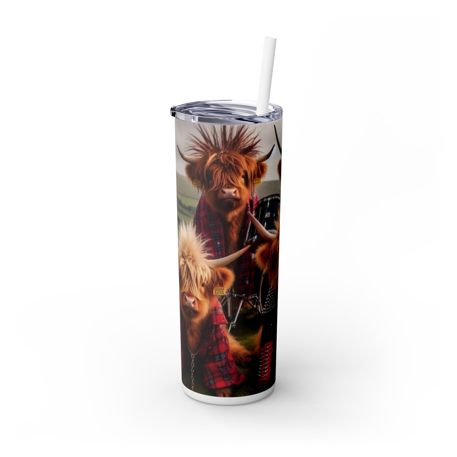 Cow Band -Skinny Tumbler with Straw, 20oz - Rock n Royalty Designs