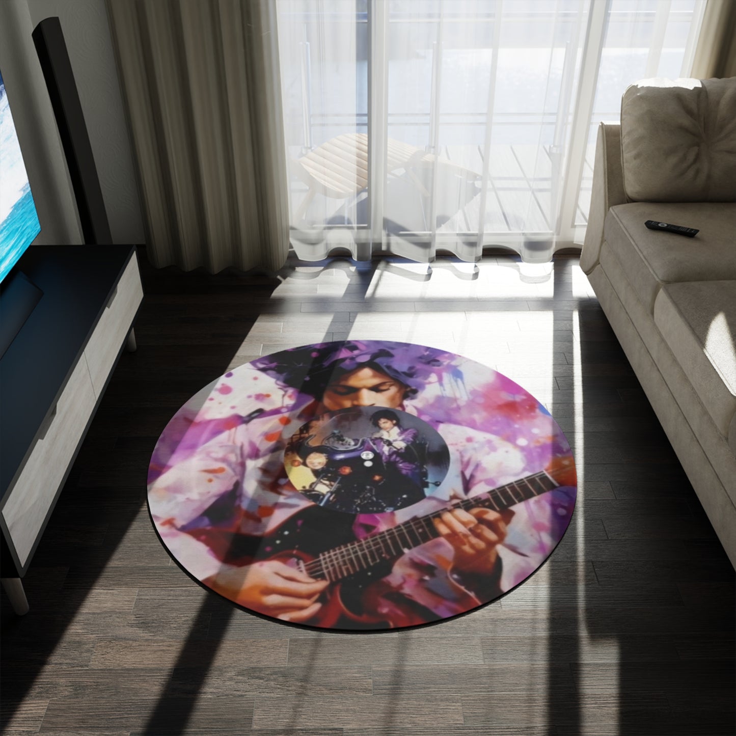 Round Rug"Purple Reign: Exclusive Prince-Inspired Musical inspired / Vibrant Home Decor" Printify