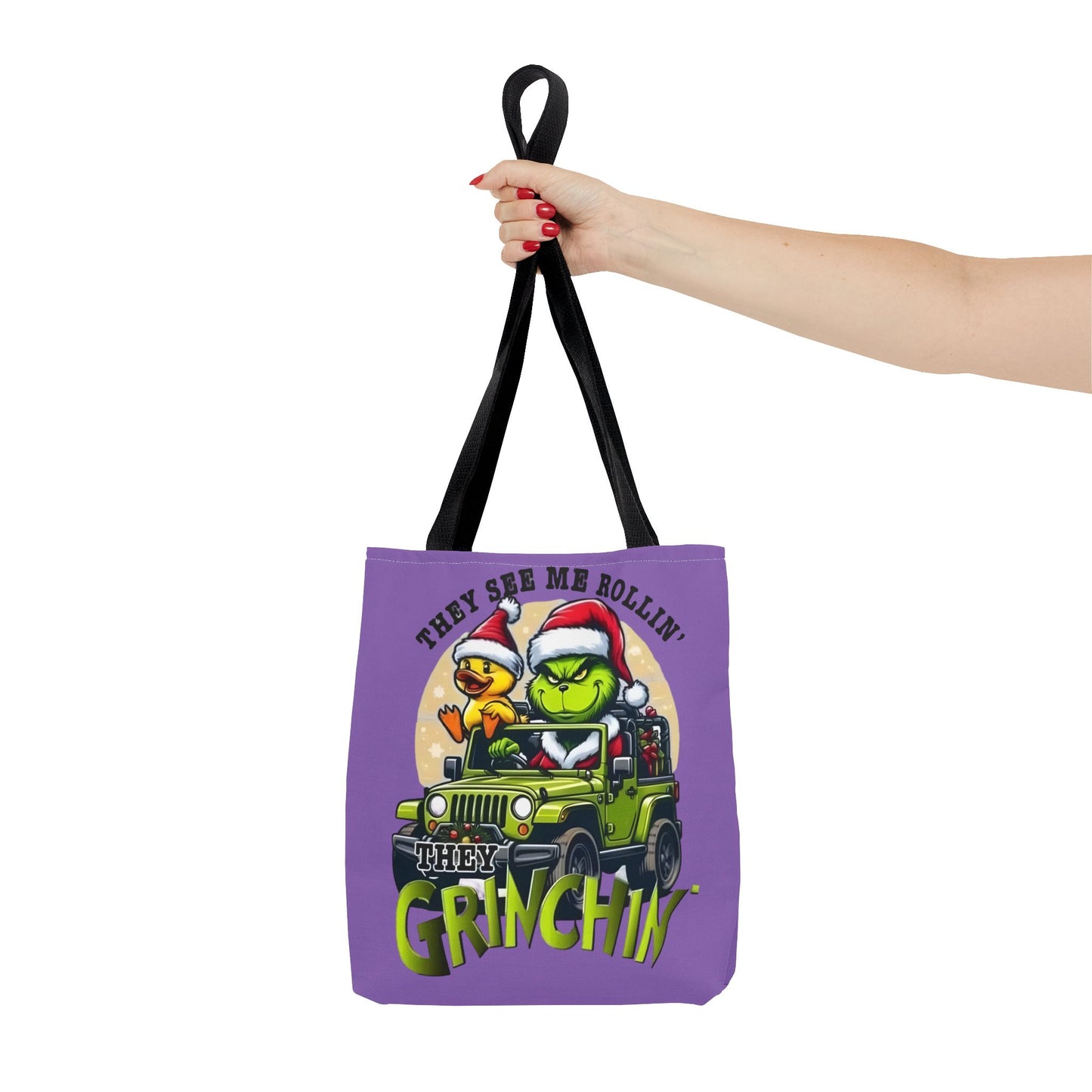 Funny Grinch Tote Bag - They see me Rollin, they Hàtin Printify