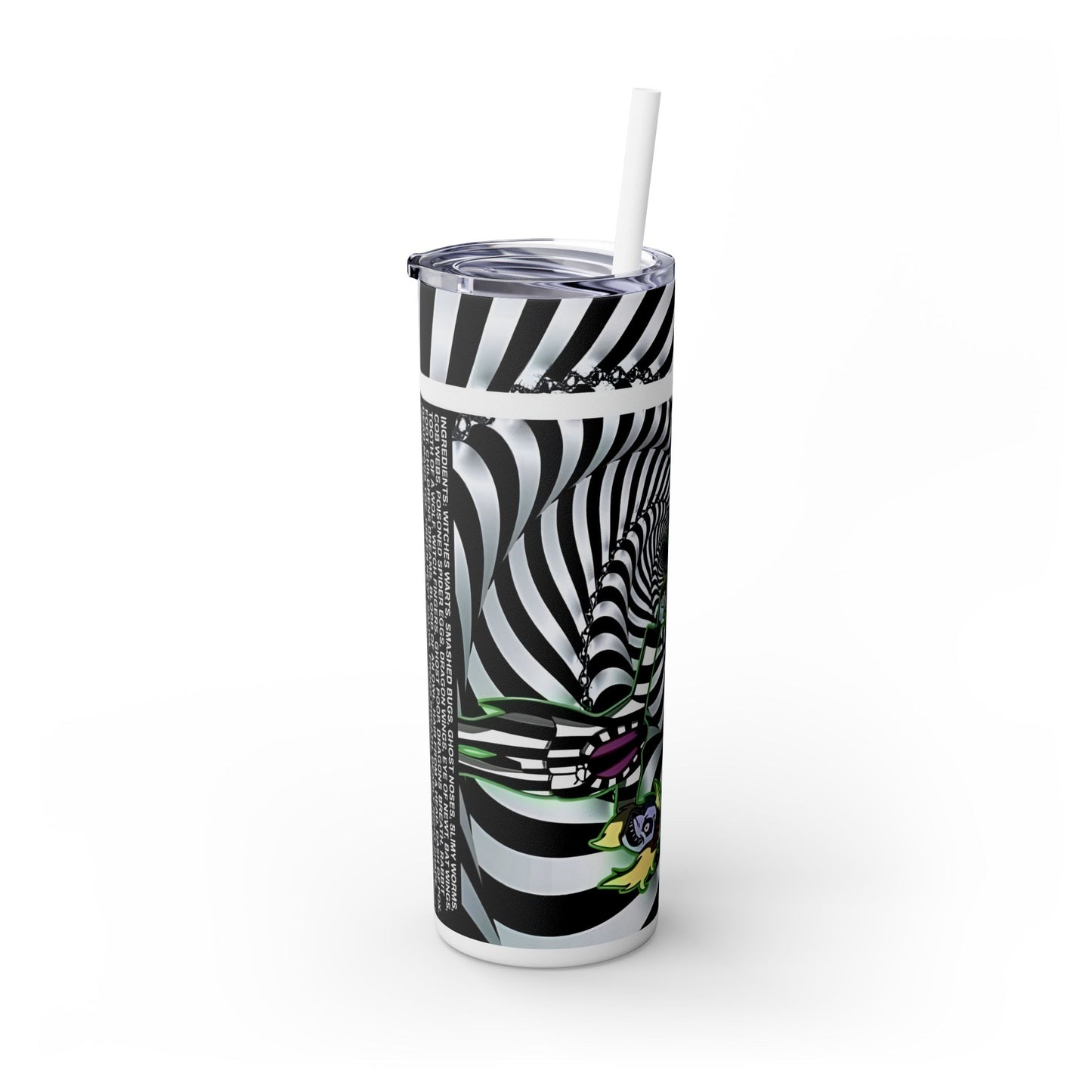 HALLOWEEN BEETLE JUICE CHAPSTICK - Skinny Tumbler with Straw, 20oz - Rock n Royalty Designs