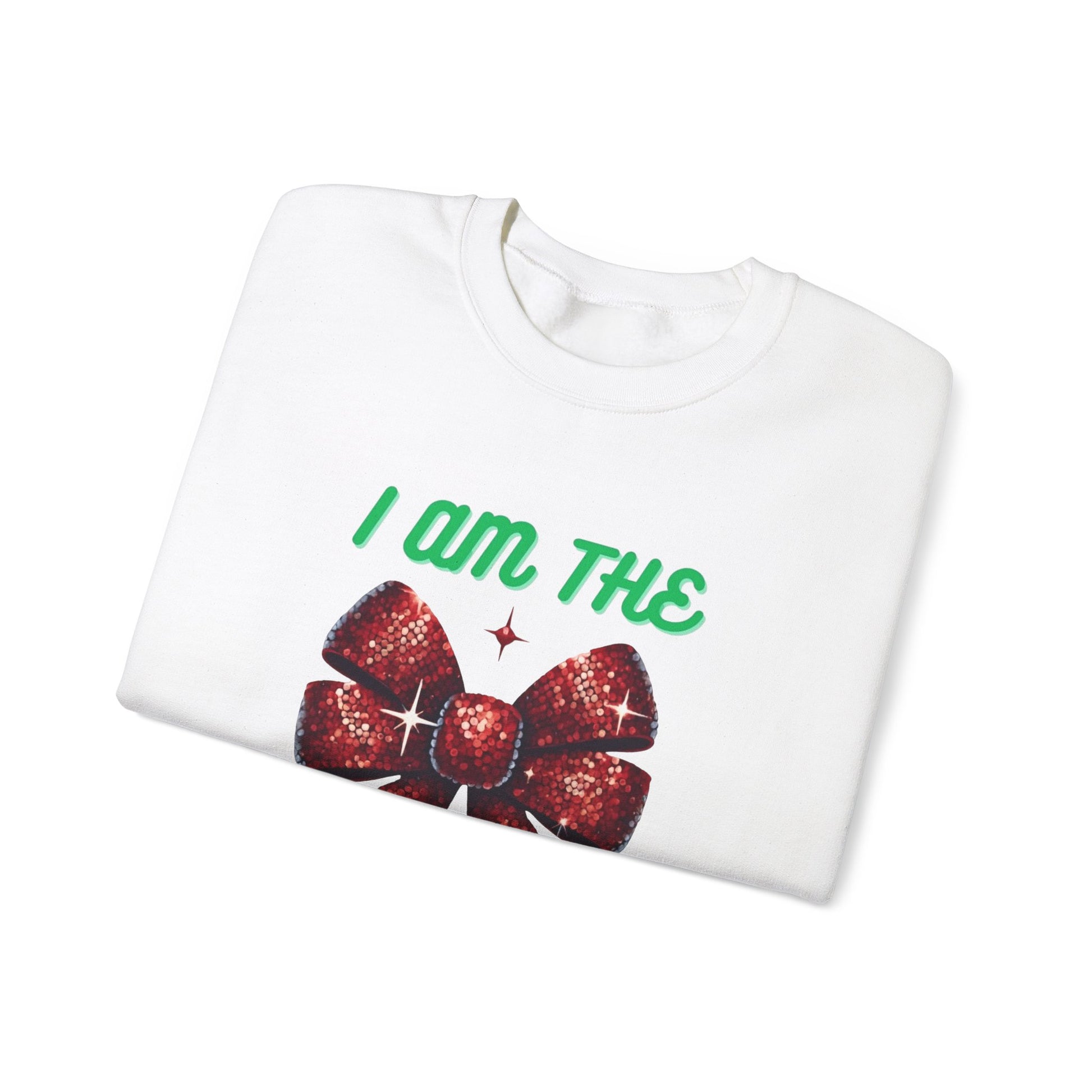 I Am The Gift Christmas Sweatshirt | Funny Holiday Red Bow Crewneck Printify