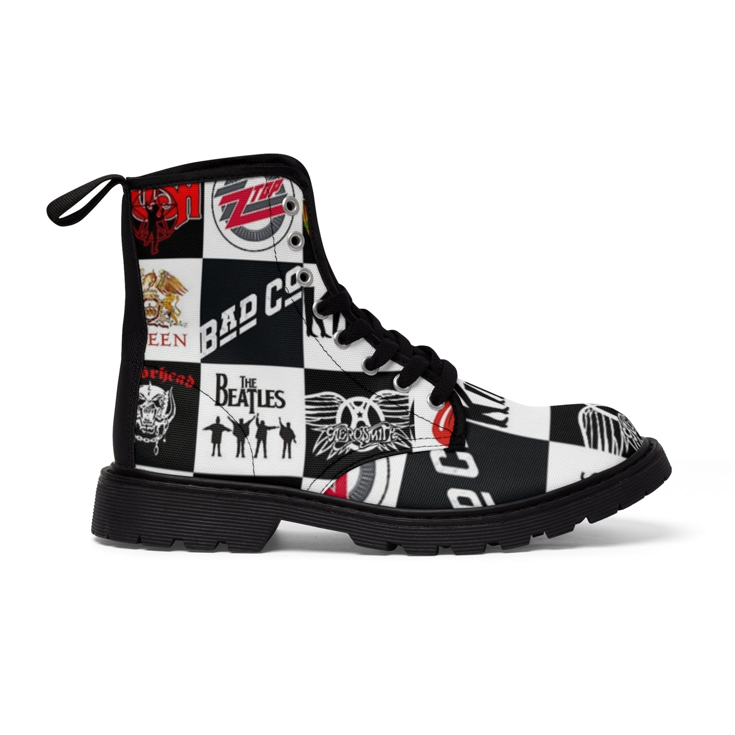 ROCK MUSIC FLAG TONGUE - Men's Canvas Boots - Rock n Royalty Designs