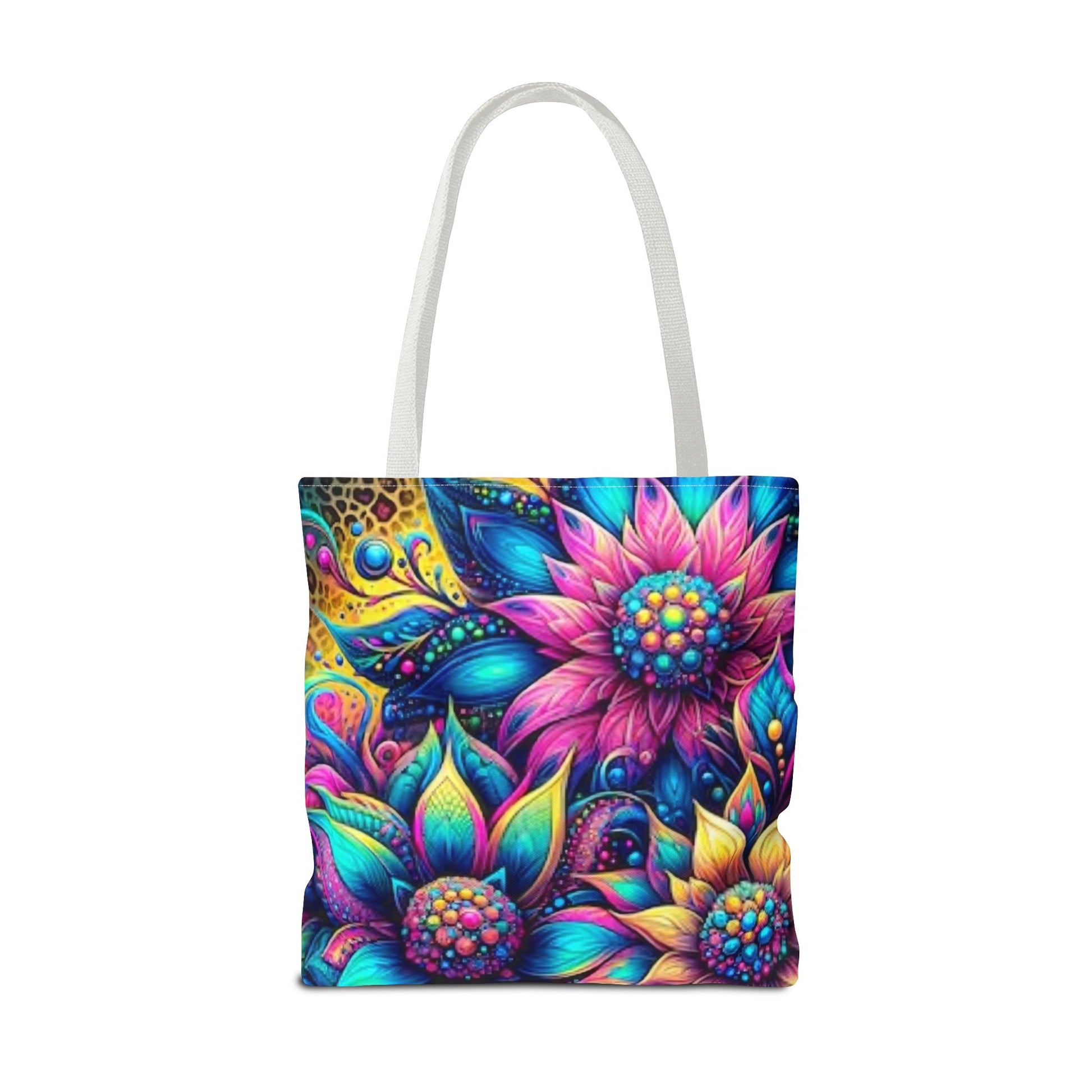 THREE BRIGHT FLOWER DESIGNS - Tote Bag (AOP) - Rock n Royalty Designs