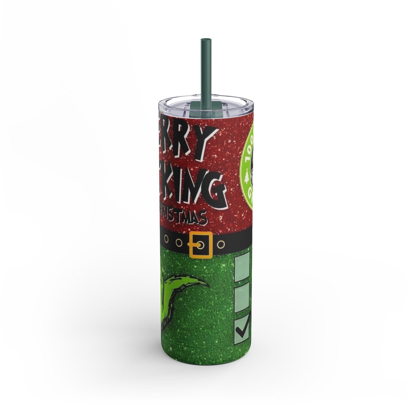 GRINCH Merry F@ckin Christmas - Skinny Matte Tumbler, 20oz Printify