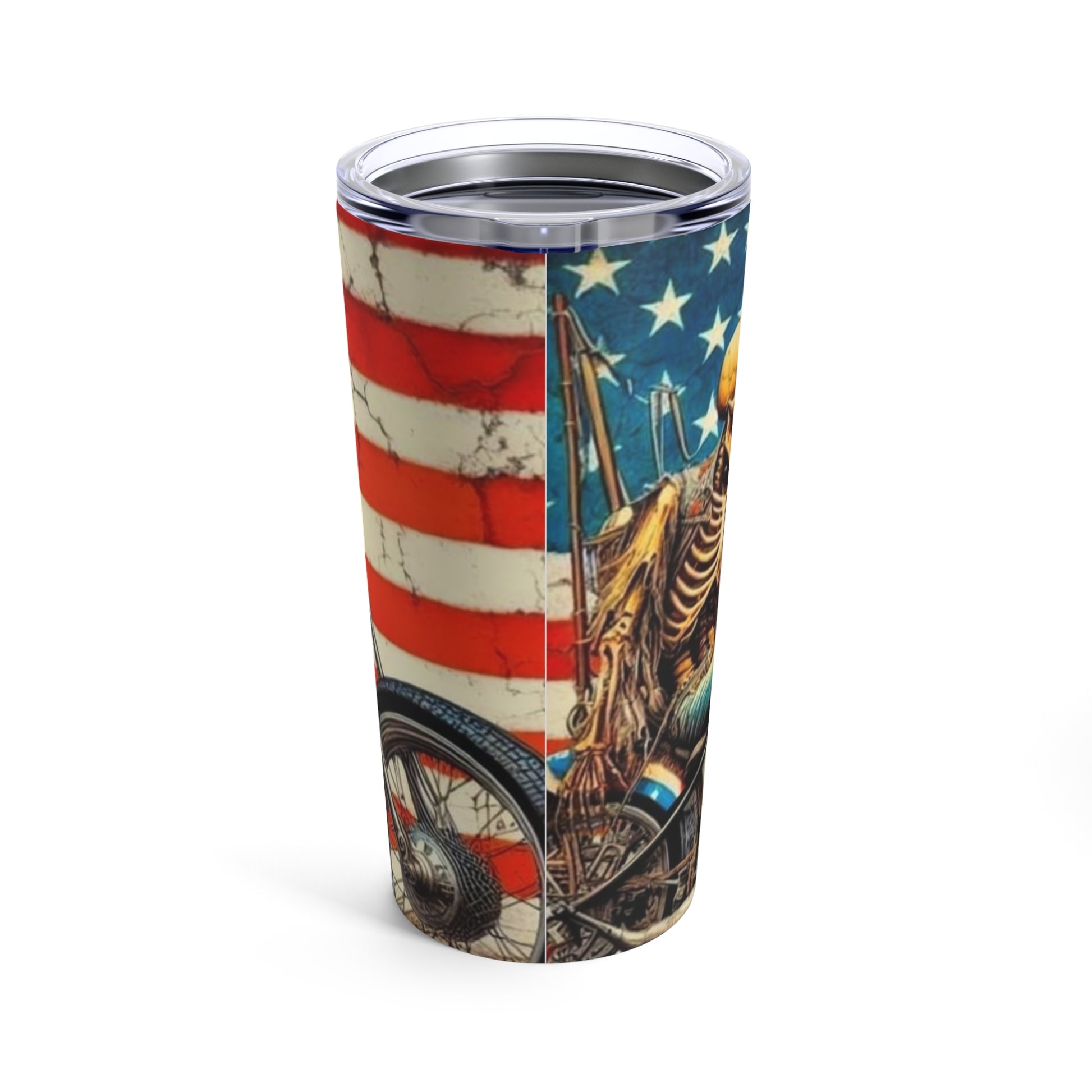 American Flag -Skull Biker - Motorcycle Tumbler 20oz - Rock n Royalty Designs