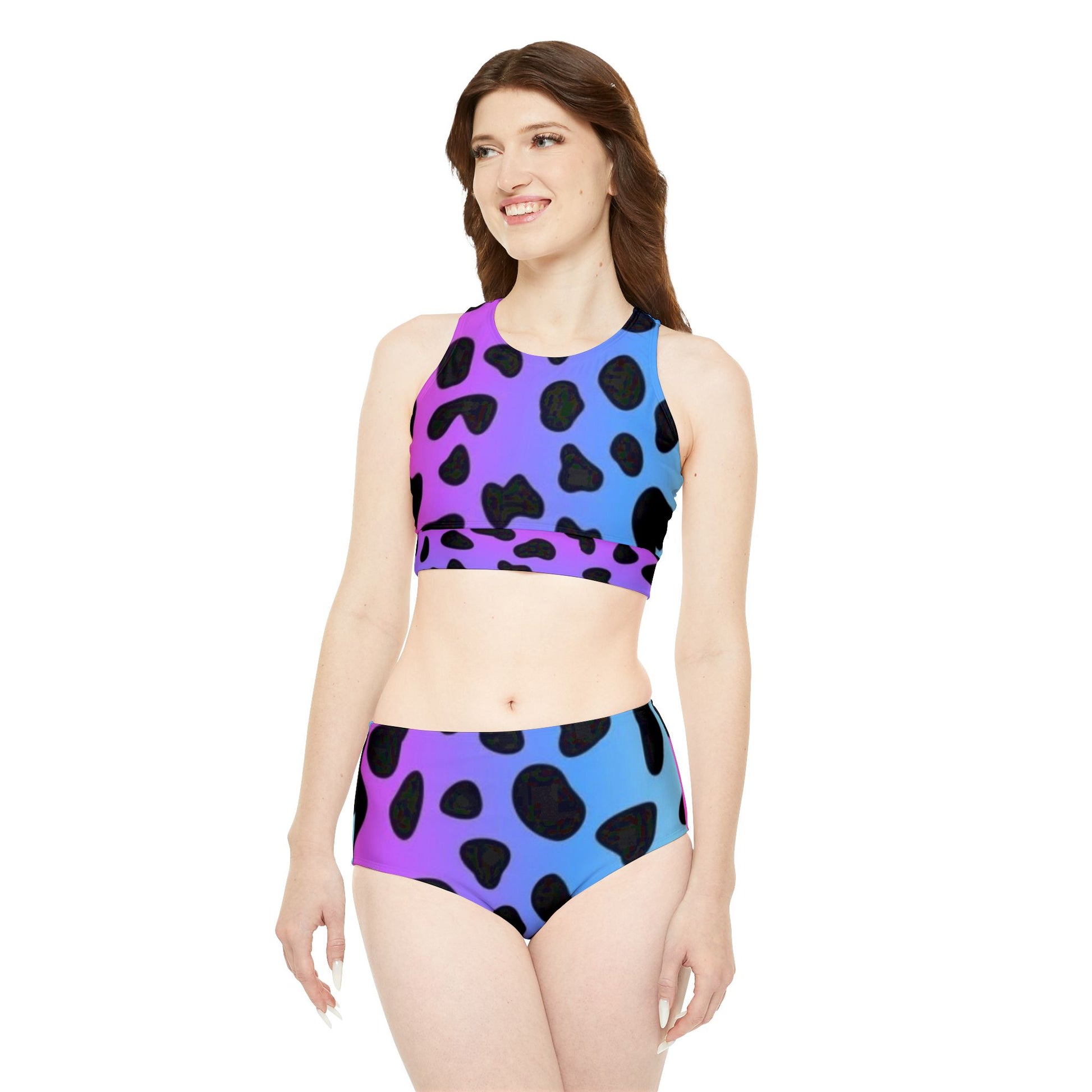 PURP/BLUE ANIMAL PRINT / Sporty Bikini Set (AOP) - Rock n Royalty Designs