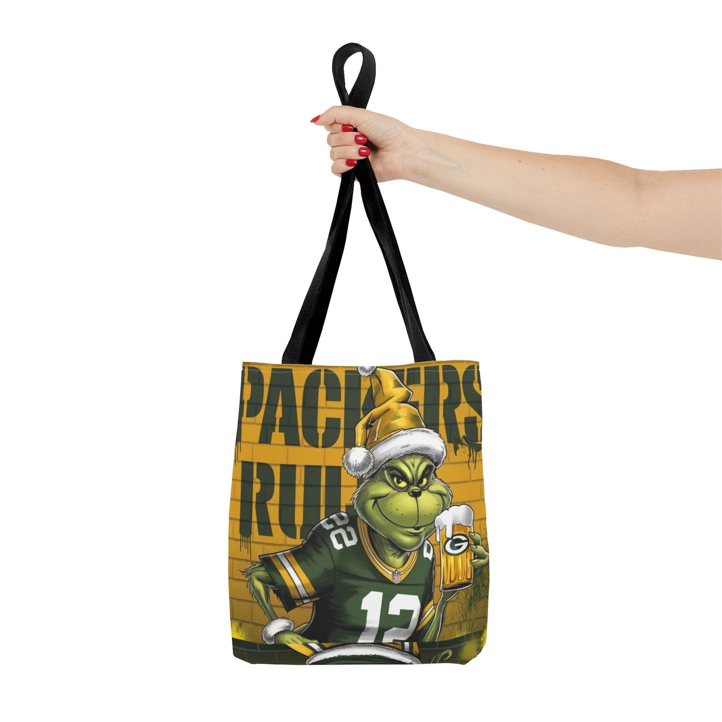 Festive Green Bay Packers Grinch Themed Tote Bag - Rock n Royalty Designs