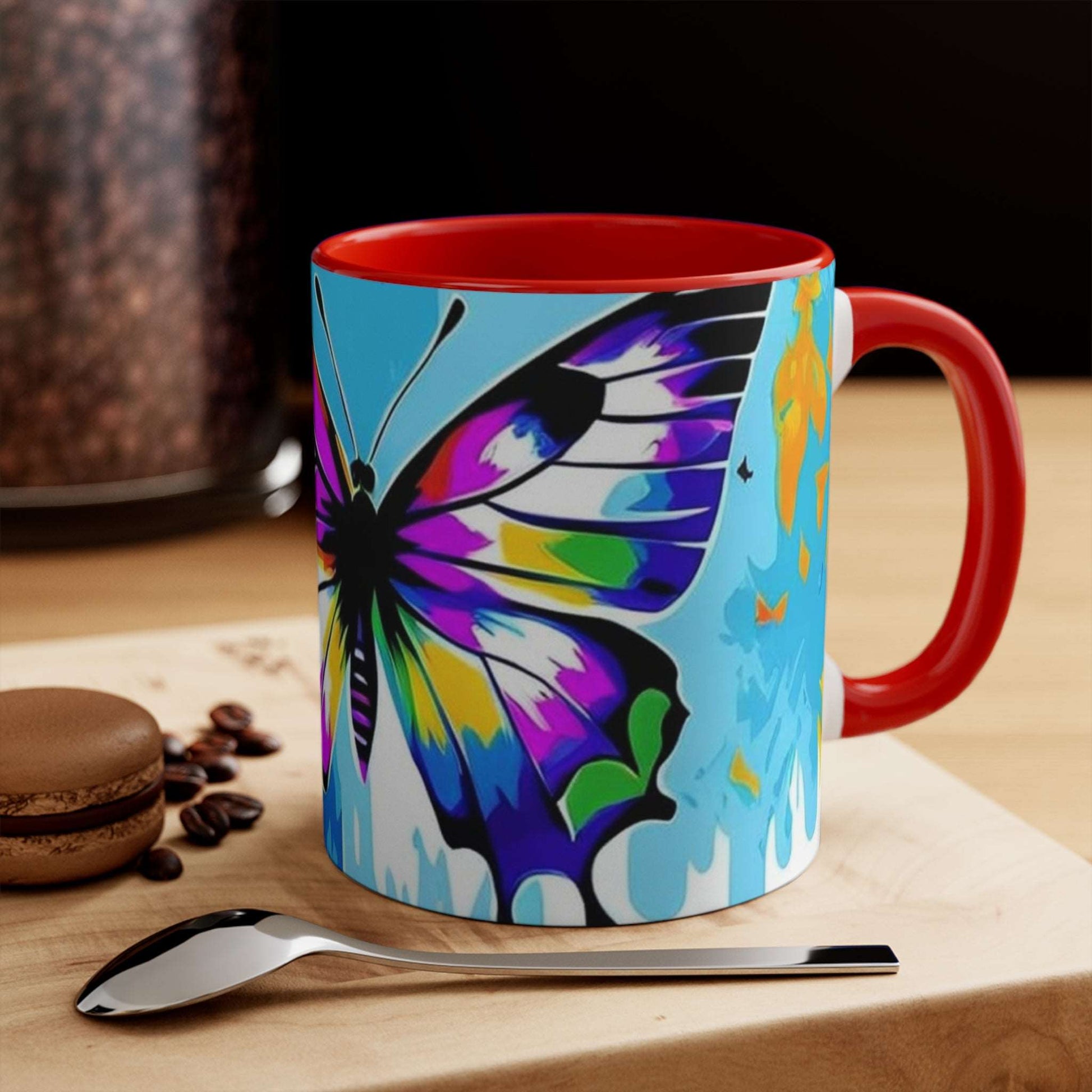 Abstact Butterfly 🦋 - Two-Tone Blk , Wht - Accent Mugs (11oz) - Rock n Royalty Designs