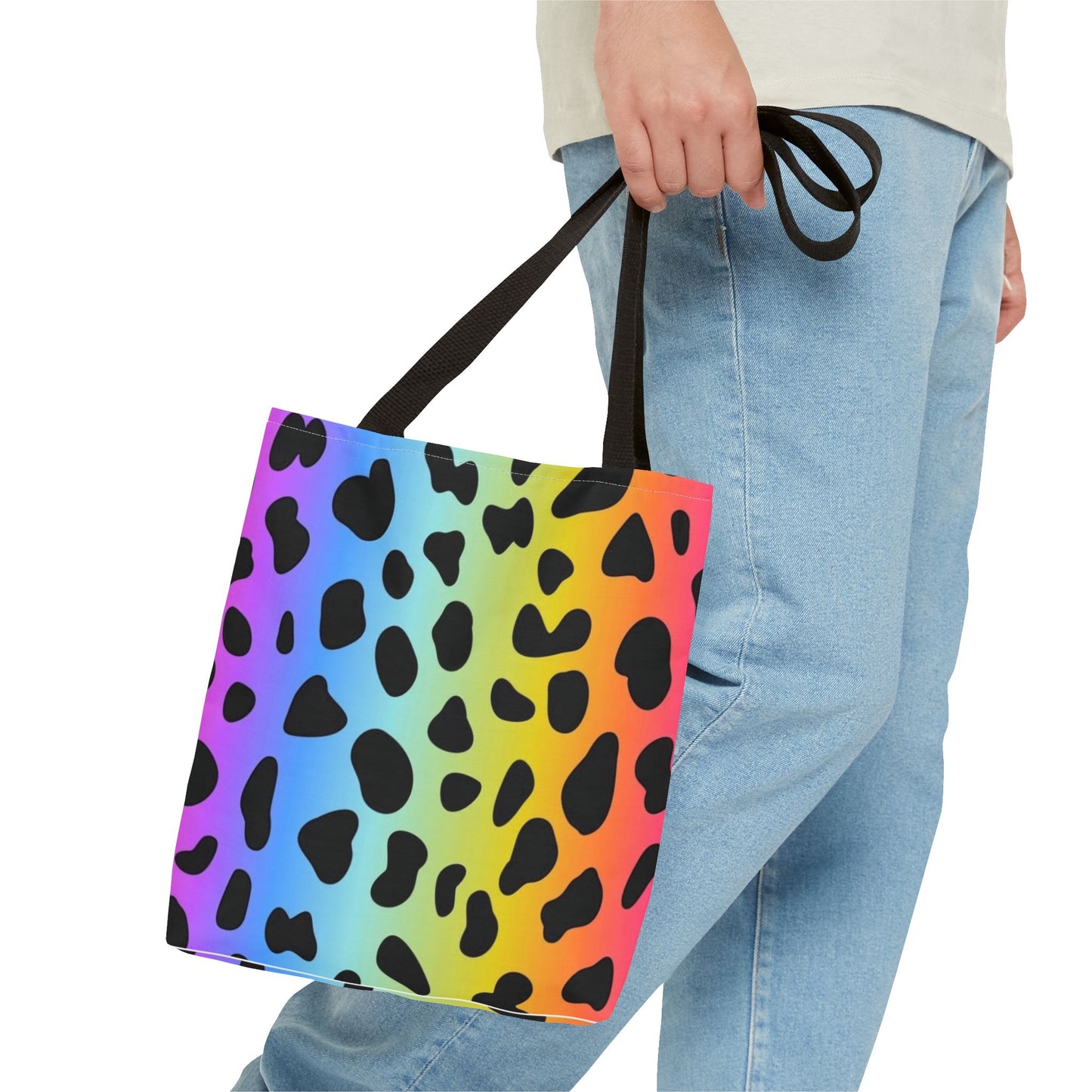 Rainbow Animal, Pink Flower, Rainbow Stripes 3 Designs 3 sizes - Tote Bag (AOP) - Rock n Royalty Designs