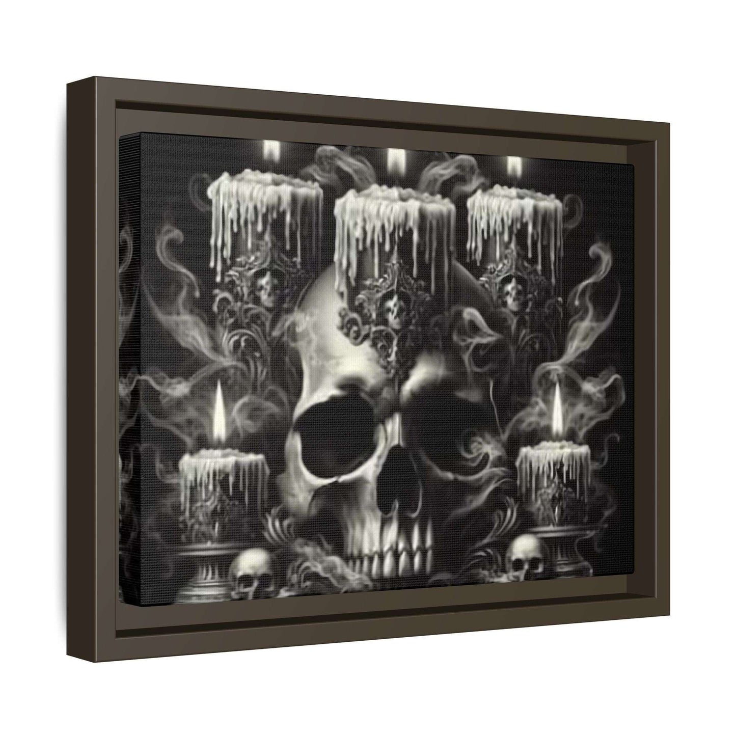 "Gothic Skull Candle Art | Framed Dark Fantasy Wall Decor | Macabre Home Accent"