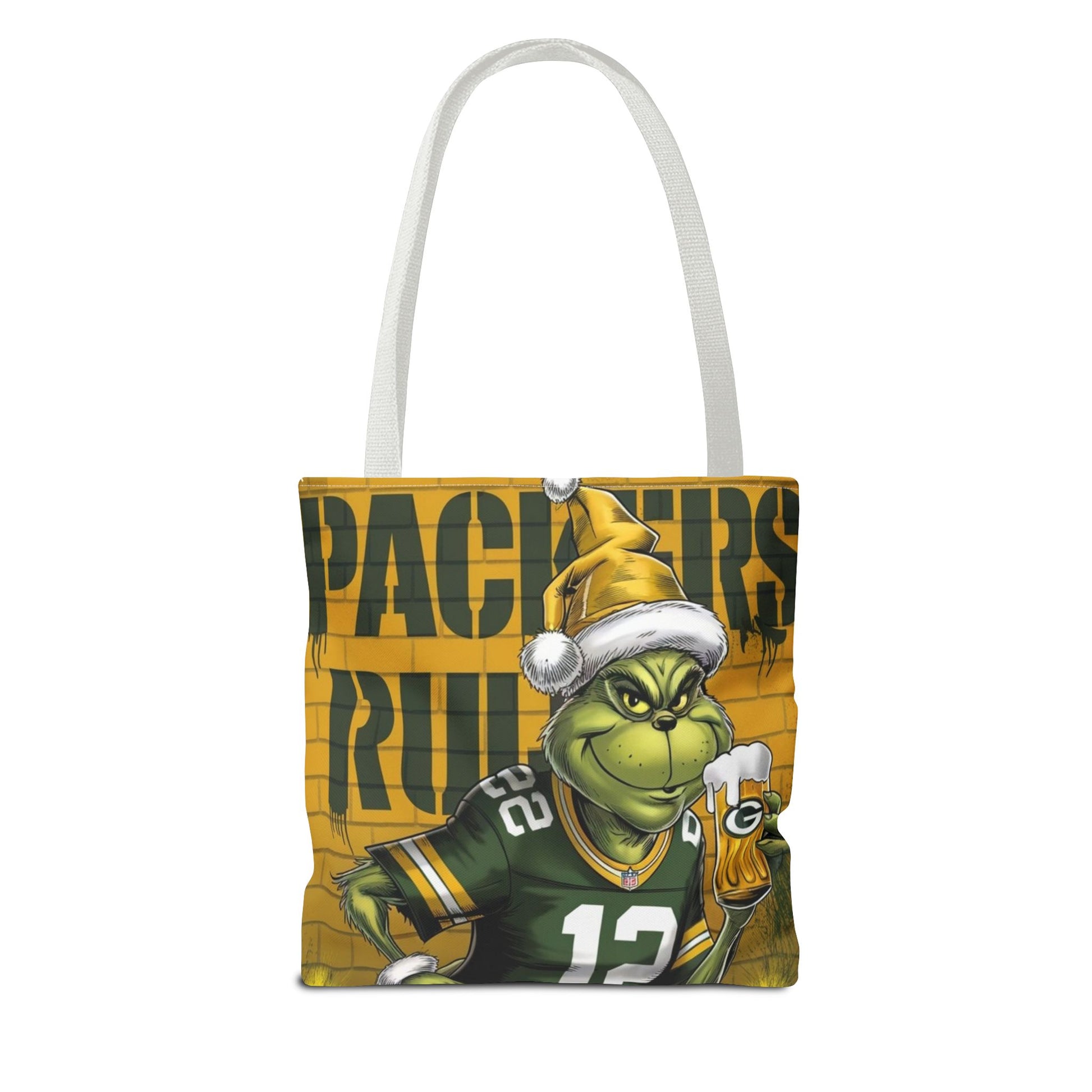 Festive Green Bay Packers Grinch Themed Tote Bag - Rock n Royalty Designs