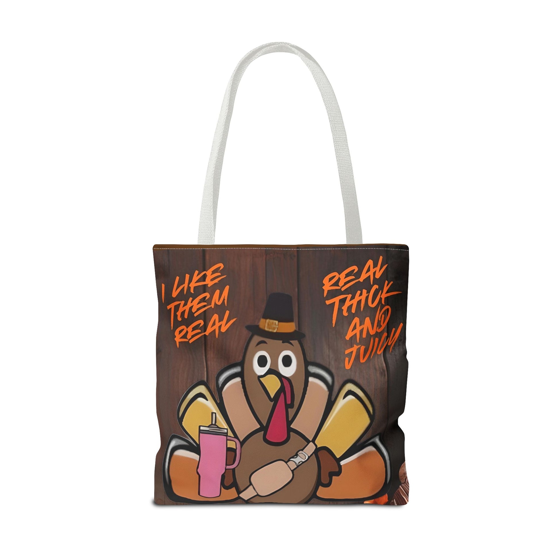 "Real Thick and Juicy Turkey Thanksgiving Tote Bag | Funny Holiday Shopping Bag" Printify