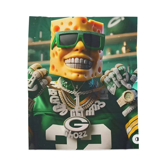 Green Bay Packers Cheesehead Bling Blanket | NFL Fan Bedding Printify