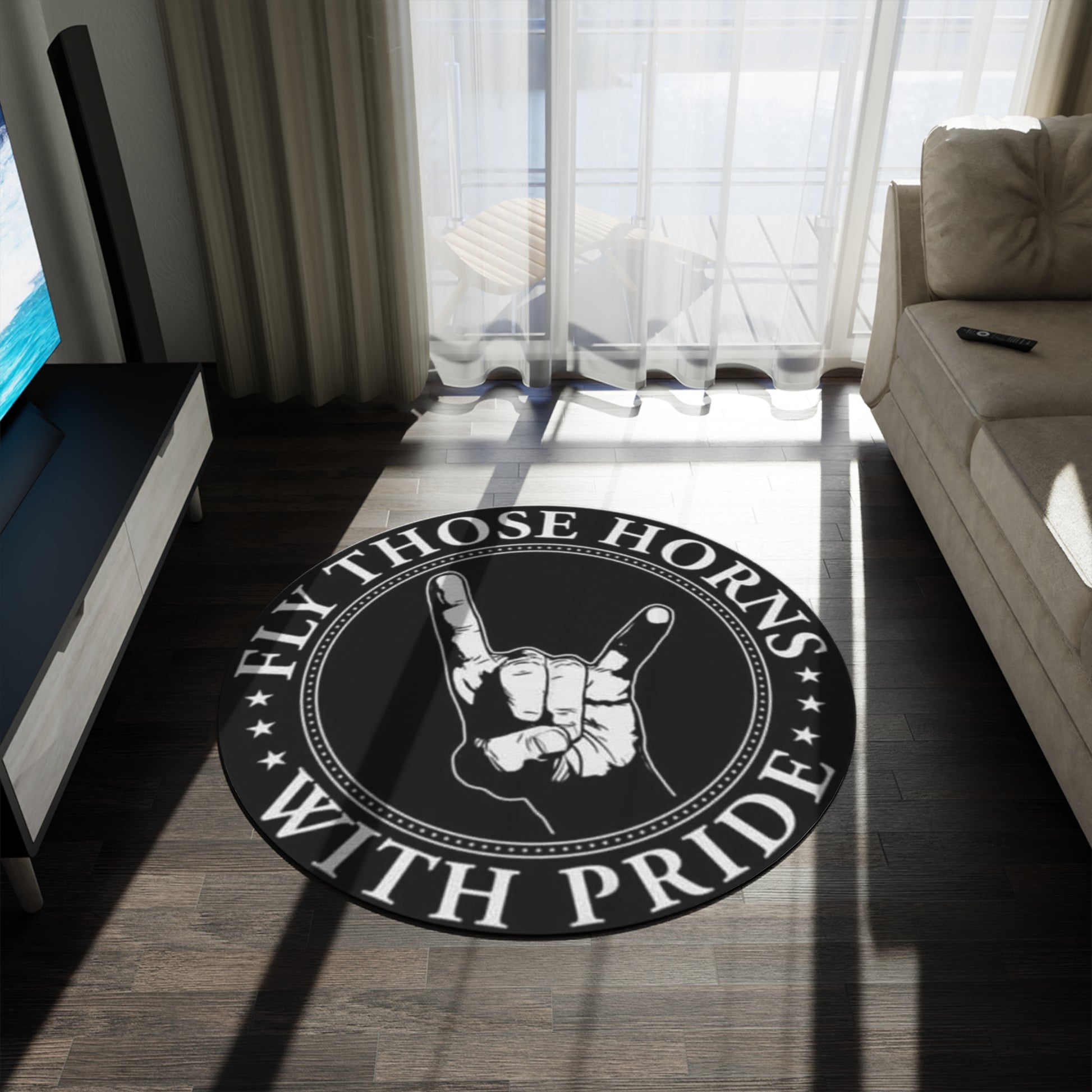 Fly those Horns with Pride - Round Rug - Rock n Royalty Designs