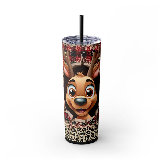 Reindeer Tumbler with Straw, 20oz Printify