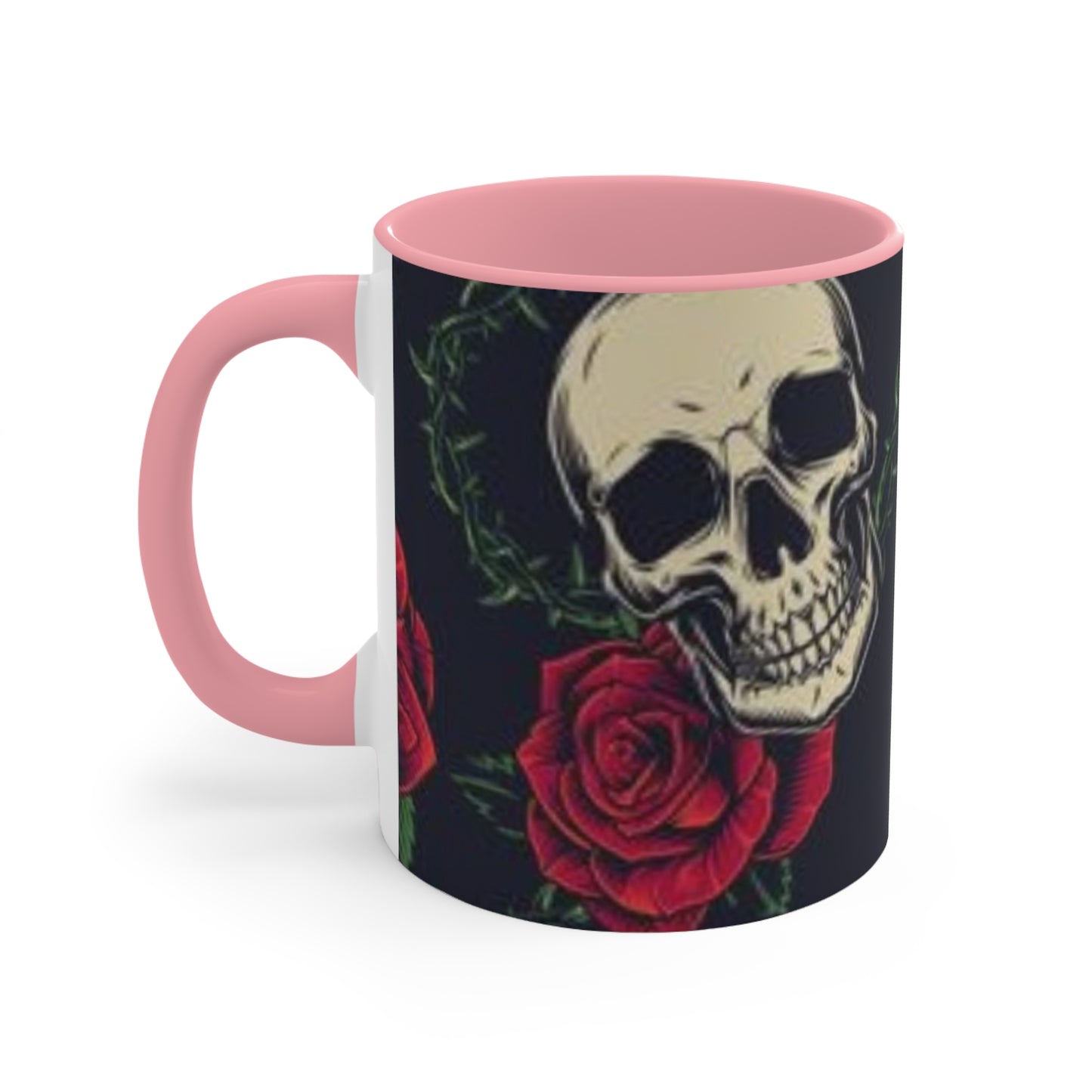 "Gothic Skull and Roses Coffee Mug - Red Interior" Printify