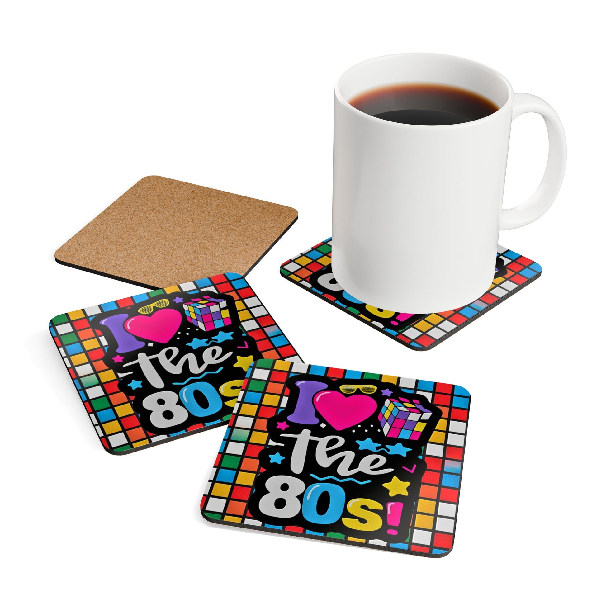 I LOVE THE 80S RUBEKS DESIGN - .Corkwood Coaster Set - Rock n Royalty Designs