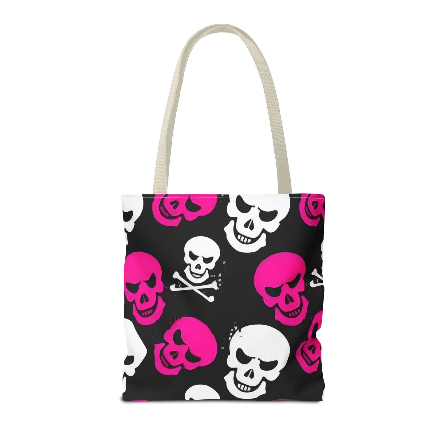 BLK WHT PINK SKULL - Tote Bag (AOP) - Rock n Royalty Designs