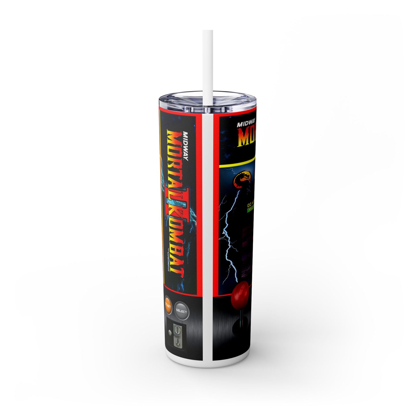 MORTAL KOMBAT ARCADE GAME - Skinny Tumbler with Straw, 20oz - Rock n Royalty Designs