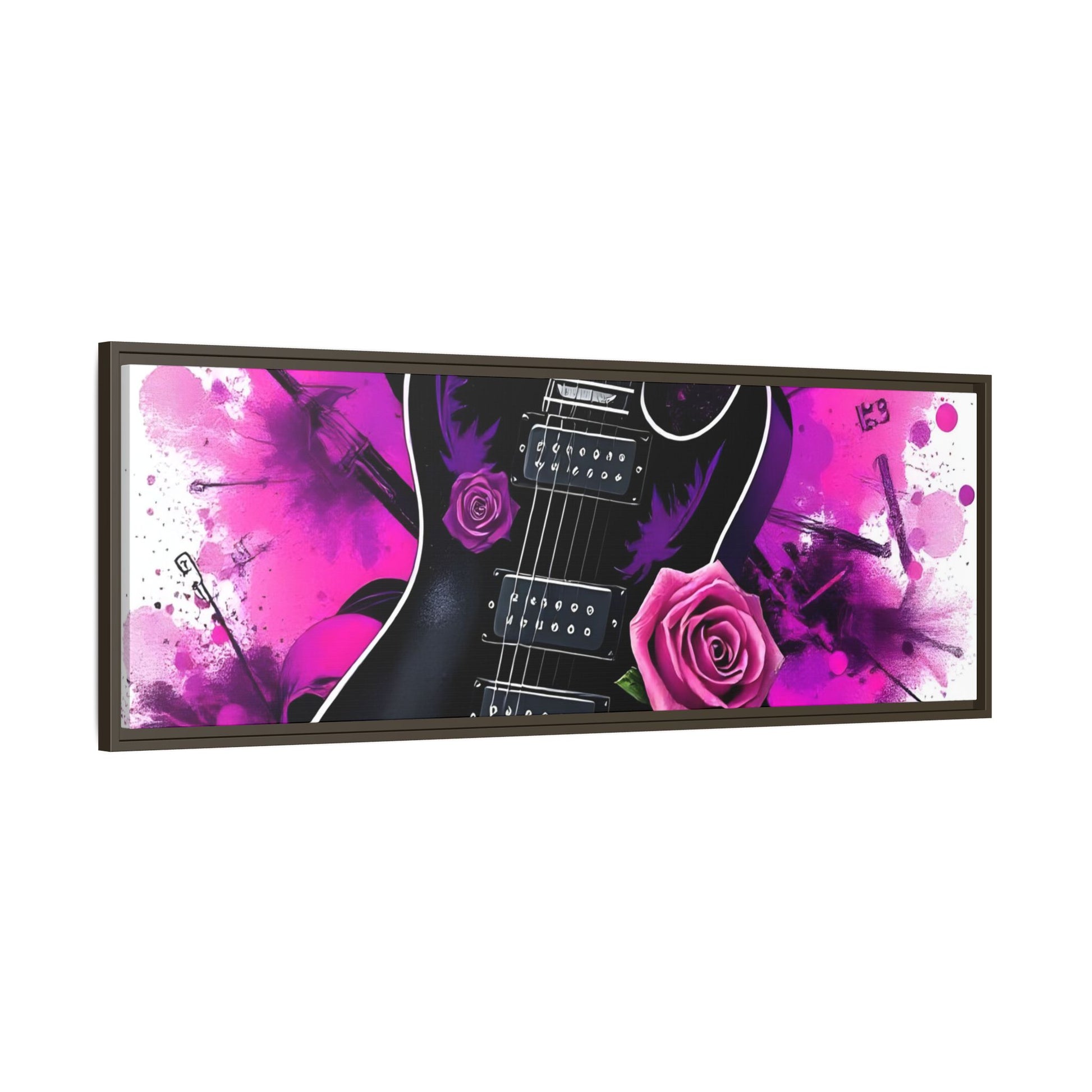 Canvas Art Print 1 of 4 - VIBRAINT Purple Guitar with Skulls and Pink Roses - Rock n Royalty Designs