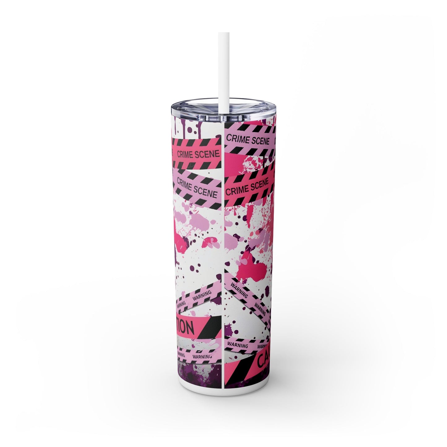 True Crime Pink - Skinny Tumbler with Straw, 20oz - Rock n Royalty Designs