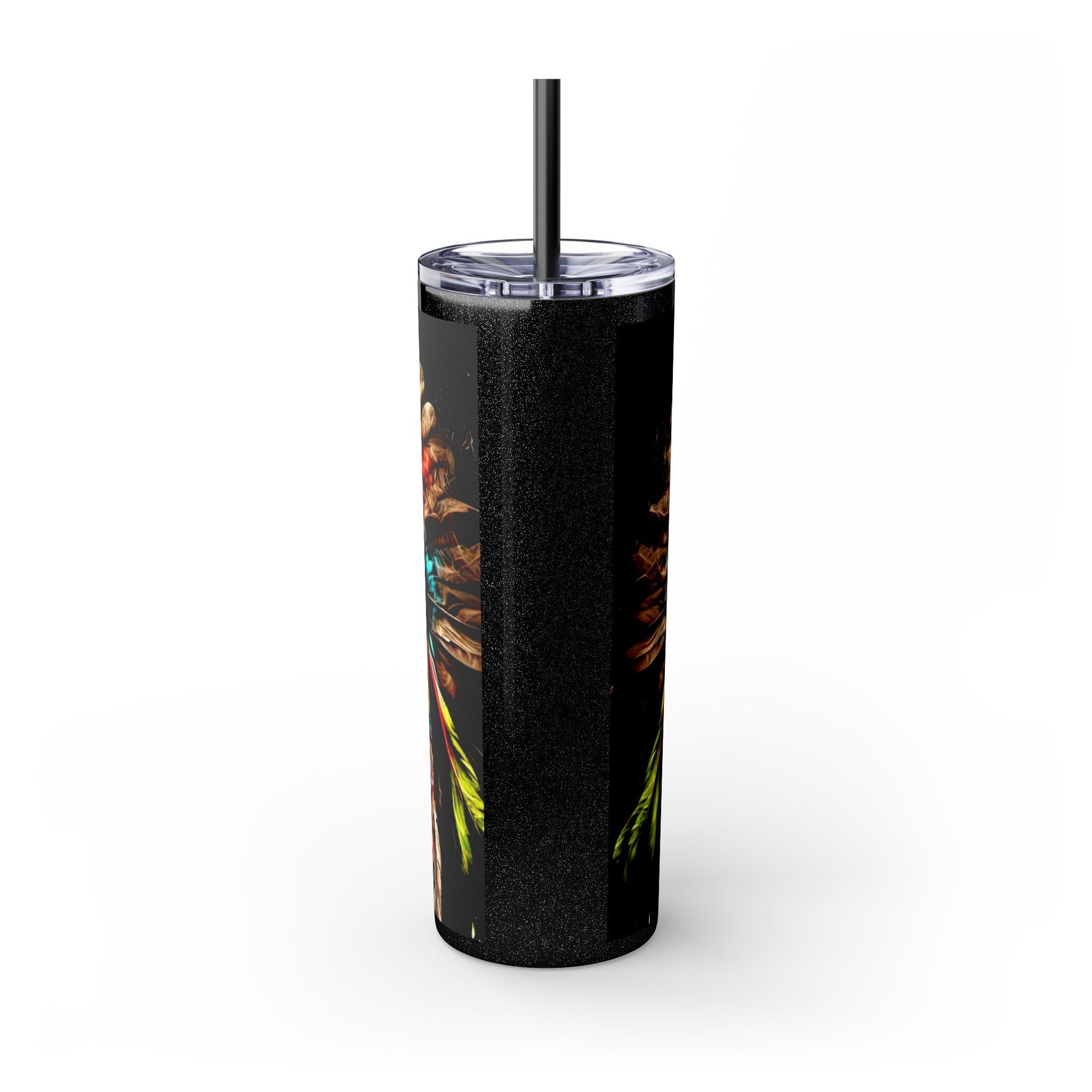 All colors Skull Indian - Skinny Tumbler with Straw, 20oz Printify