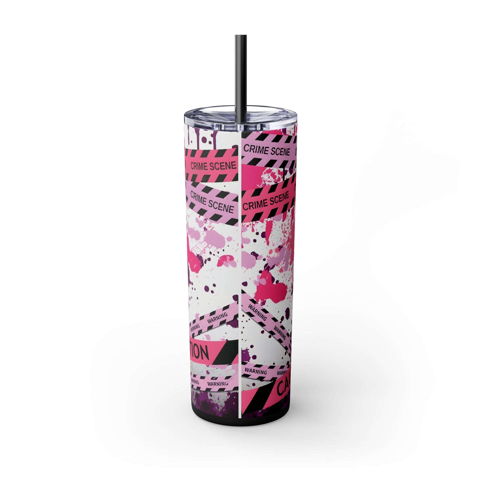 True Crime Pink - Skinny Tumbler with Straw, 20oz - Rock n Royalty Designs