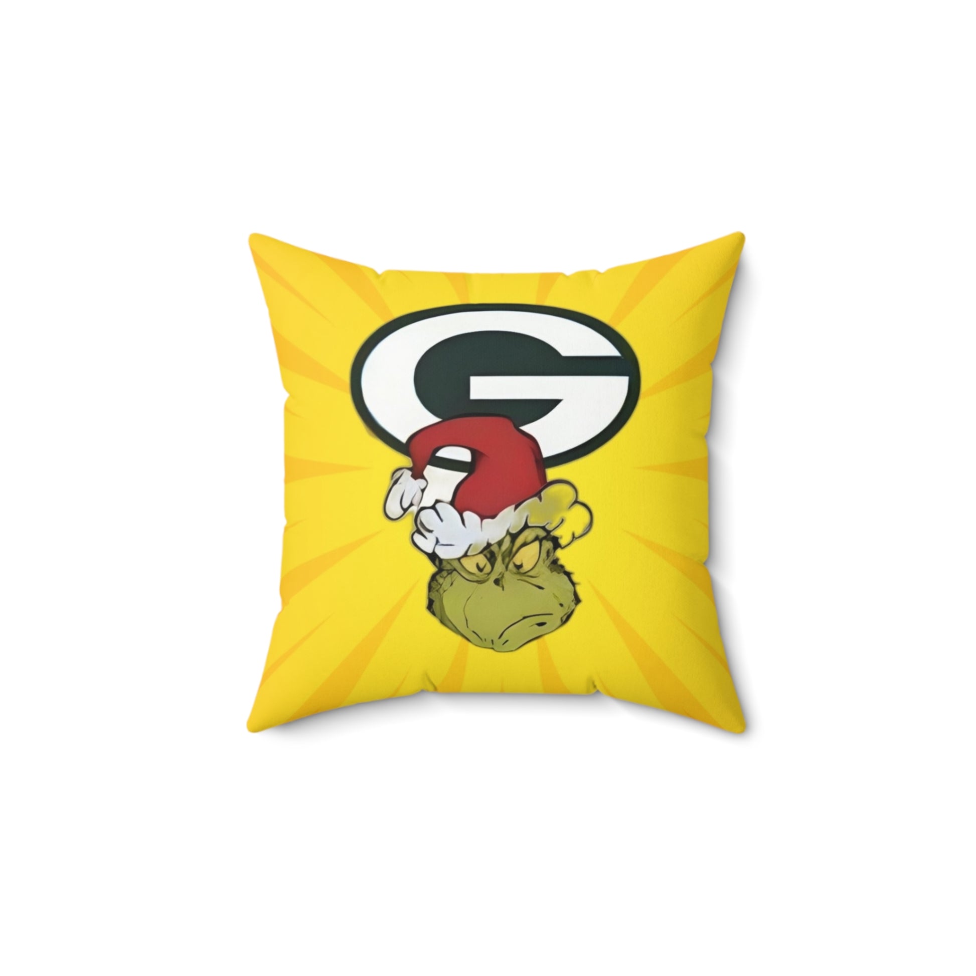 Green Bay Packers Grinch Pillow | NFL Christmas Throw Cushion - Rock n Royalty Designs