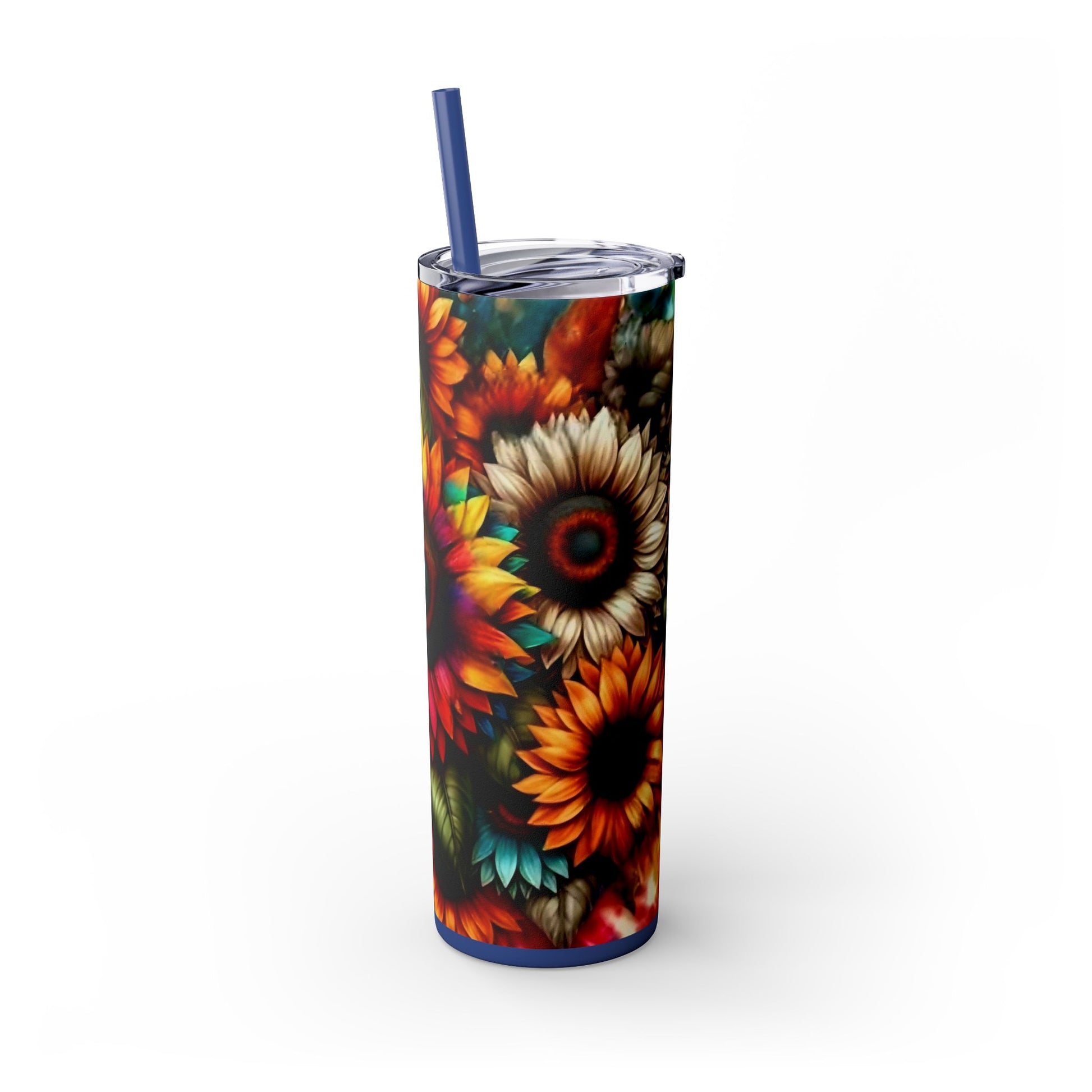 COLORFUL SUNFLOWERS - Skinny Tumbler with Straw, 20oz - Rock n Royalty Designs