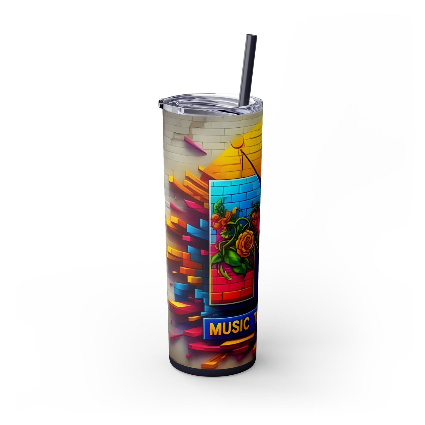 Mtv Telivision - (80s) Skinny Tumbler with Straw, 20oz - Rock n Royalty Designs