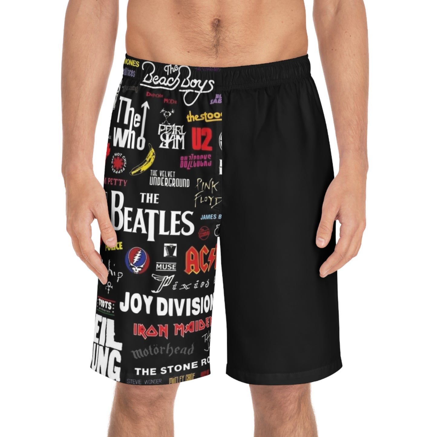 TATTOO STU FRONT BLK BACK - Men's Board Shorts (AOP) - Rock n Royalty Designs