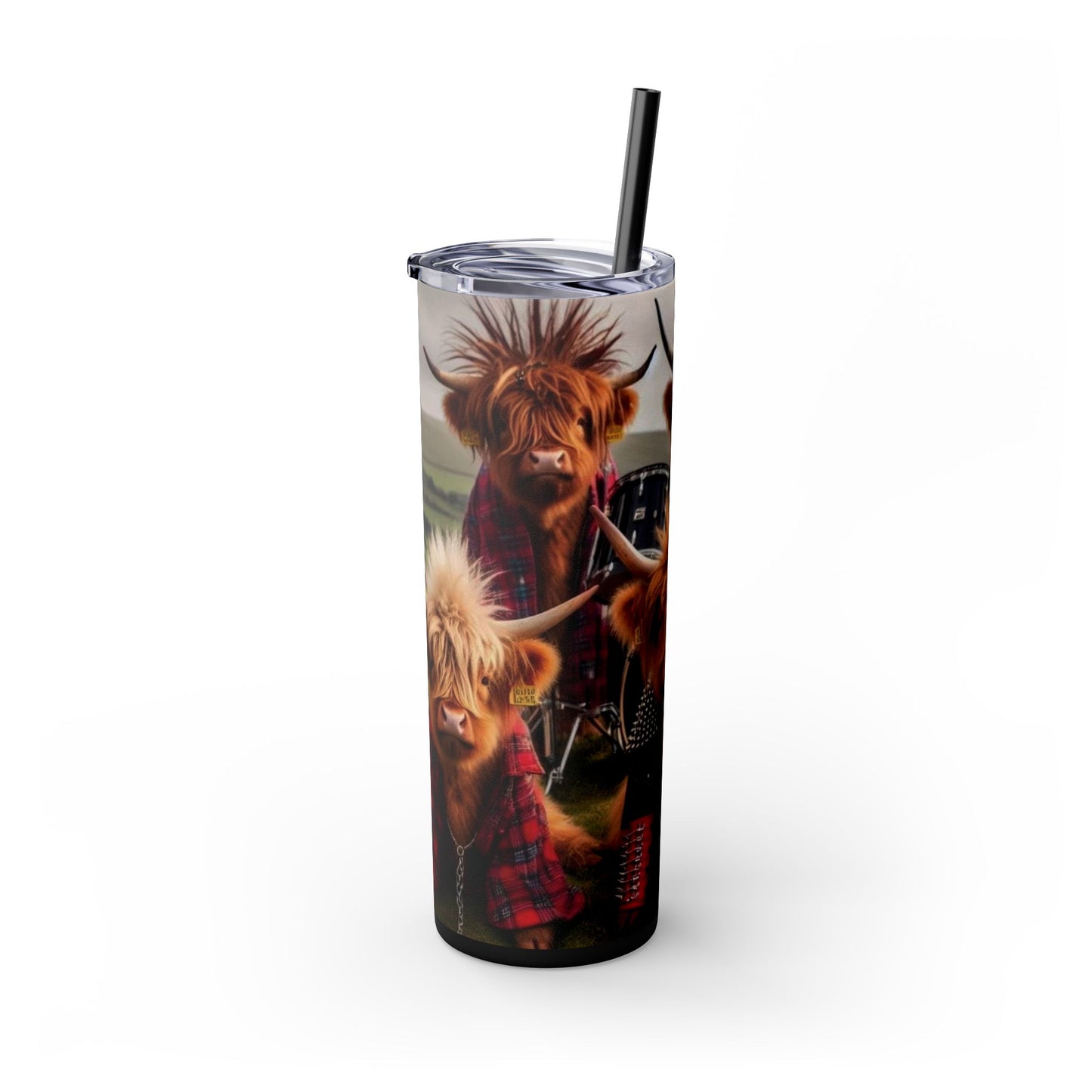 Cow Band -Skinny Tumbler with Straw, 20oz - Rock n Royalty Designs