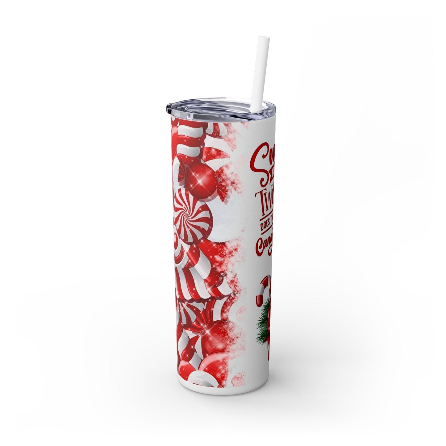 CHRISTMAS CANDY CANE Skinny Tumbler with Straw, 20oz Printify