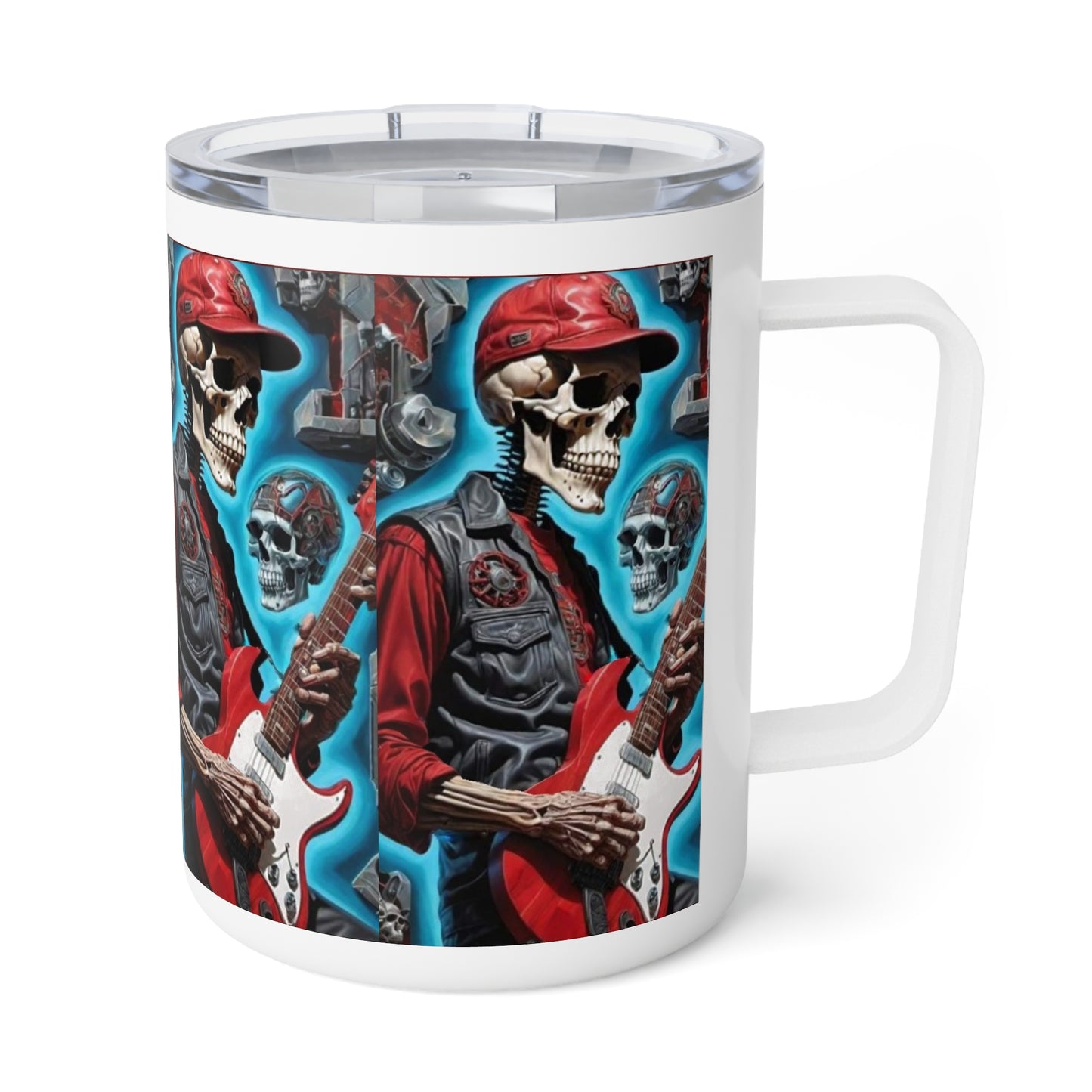 SKULL GUITAR - Insulated Coffee Mug, 10oz - Rock n Royalty Designs