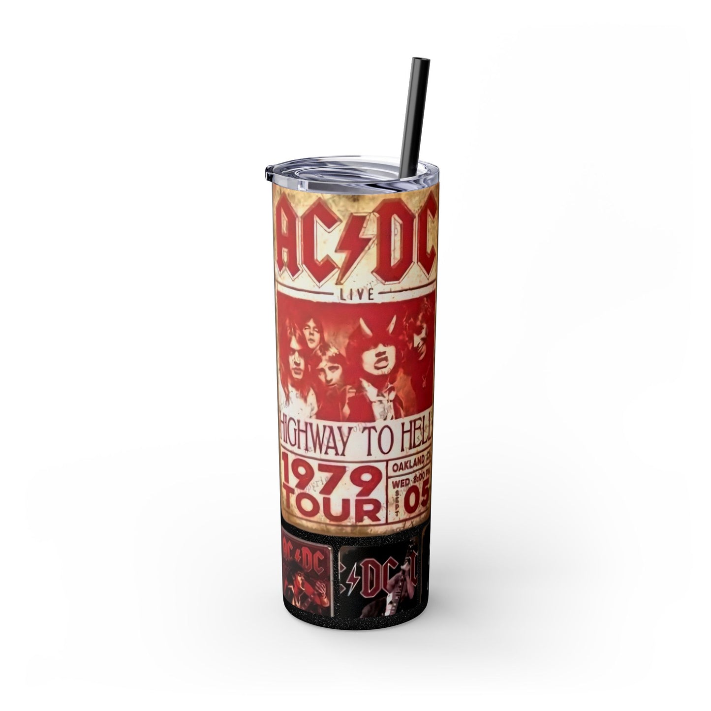 AC/DC ALBUMS - Skinny Tumbler with Straw, 20oz - Rock n Royalty Designs