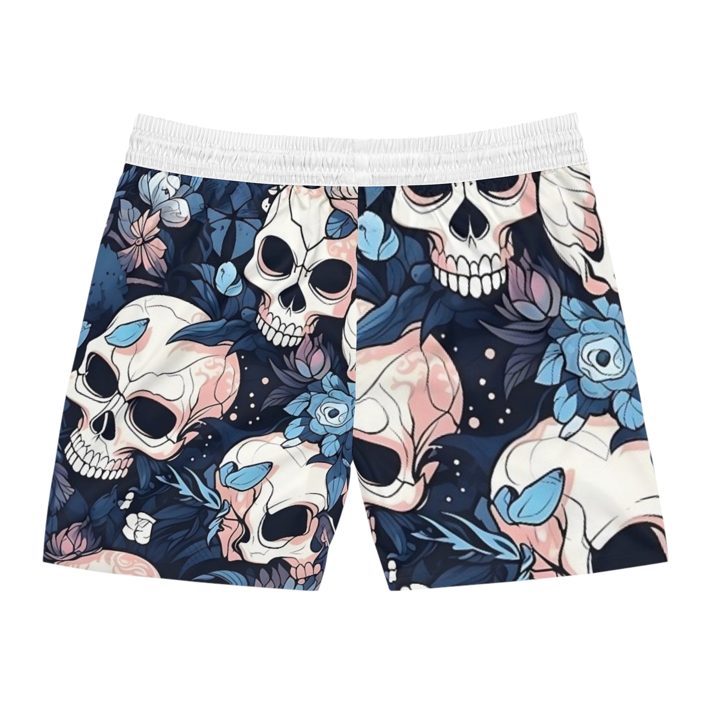 BLUE SKULL - Men's Mid-Length Swim Shorts (AOP) - Rock n Royalty Designs