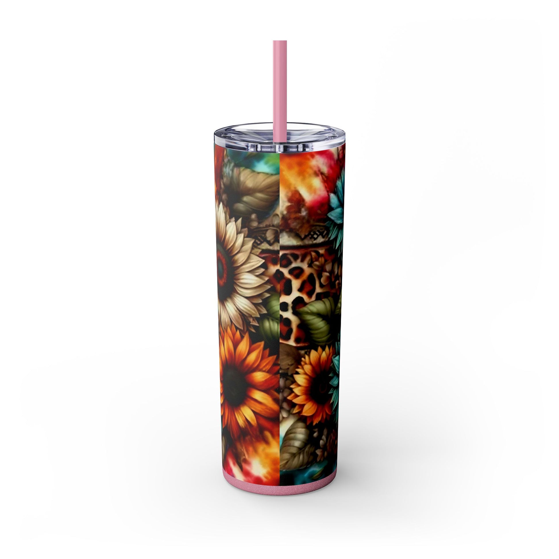 COLORFUL SUNFLOWERS - Skinny Tumbler with Straw, 20oz - Rock n Royalty Designs