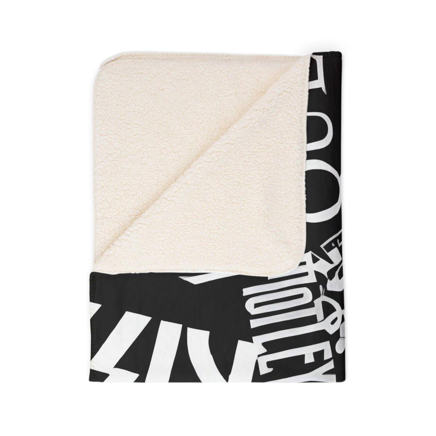 Rockin Blanket, Black & White -Fleece Sherpa Blanket Printify