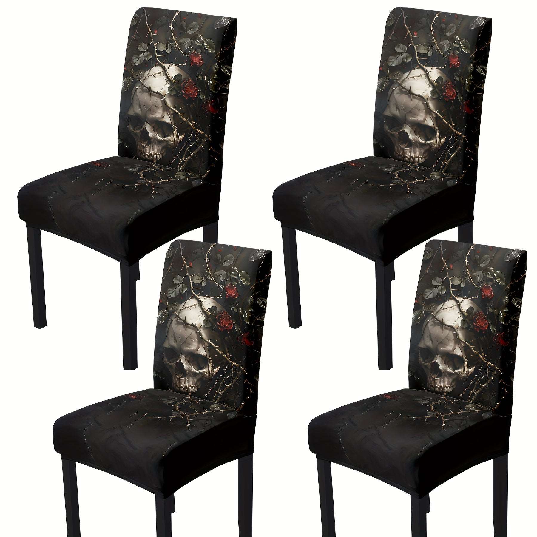 4/6 Stretch Skull Dining Chair Cover Set - Rock n Royalty Designs