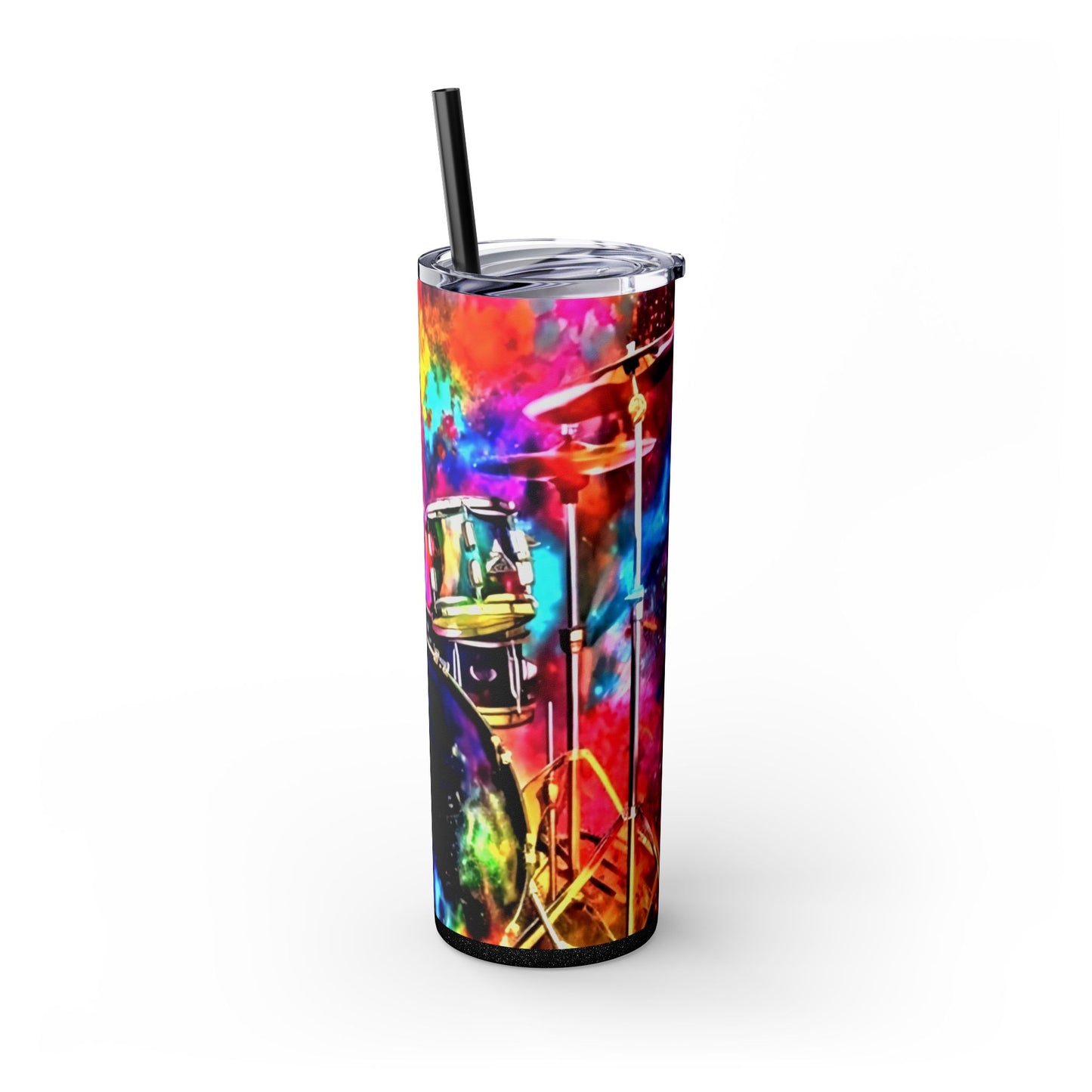 VIVID DRUMSET  Skinny Tumbler with Straw, 20oz Printify