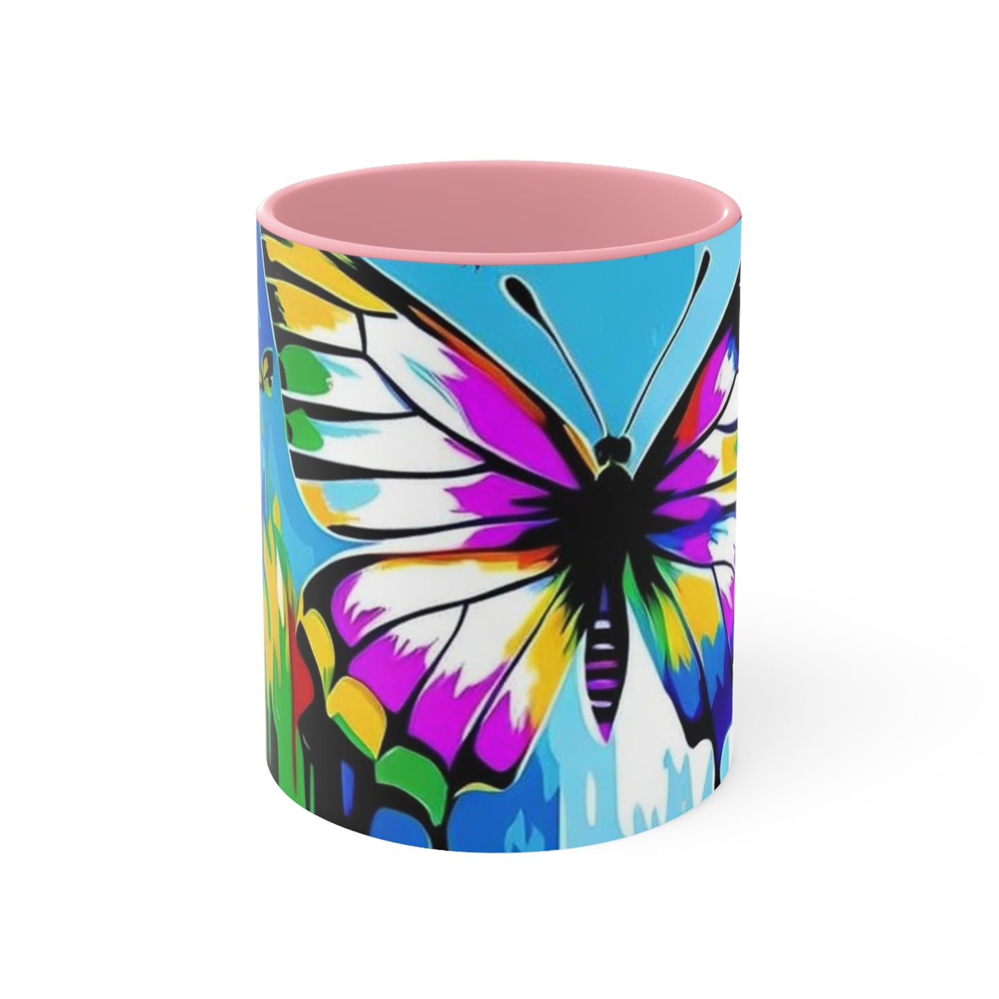 Abstact Butterfly 🦋 - Two-Tone Blk , Wht - Accent Mugs (11oz) - Rock n Royalty Designs