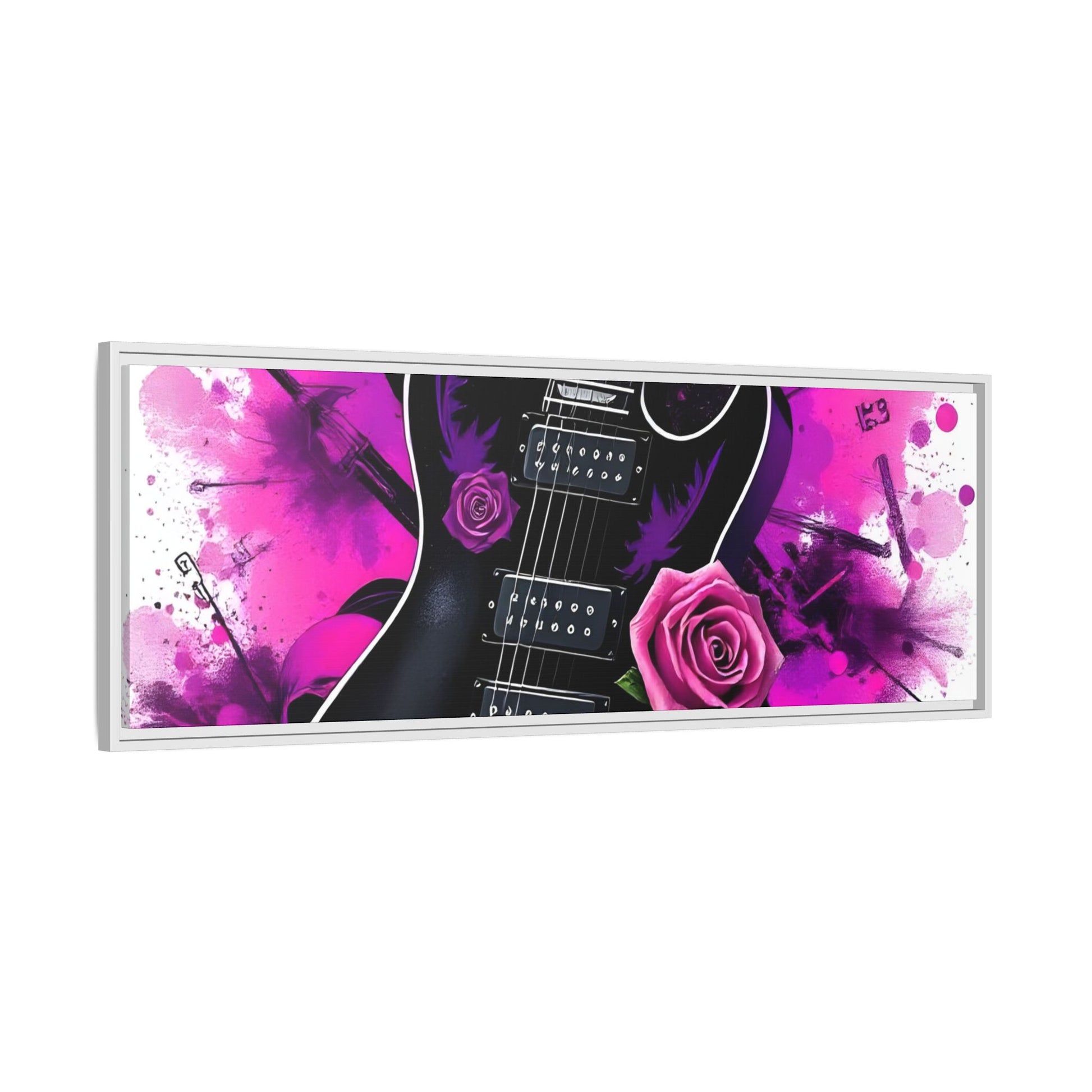 Canvas Art Print 1 of 4 - VIBRAINT Purple Guitar with Skulls and Pink Roses - Rock n Royalty Designs