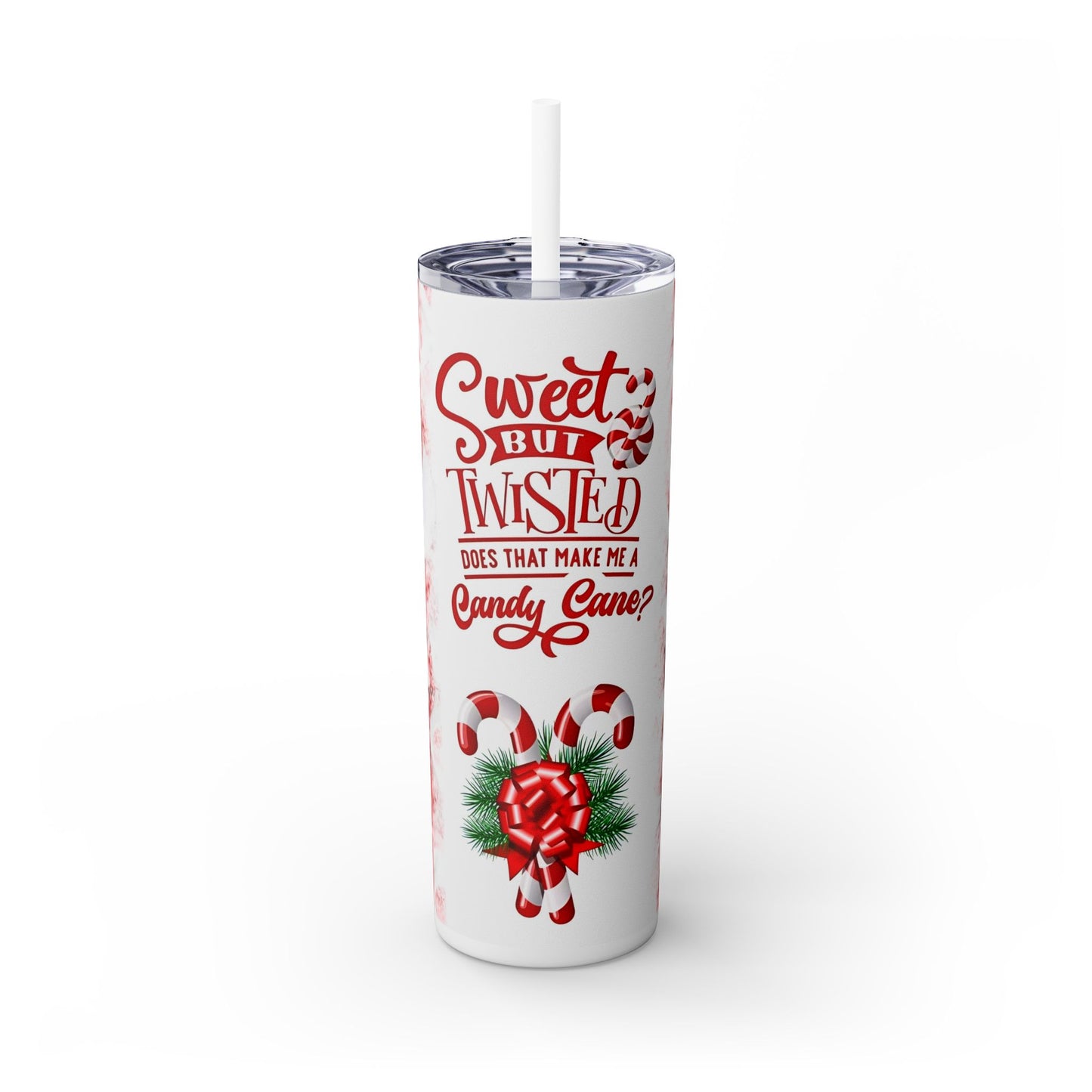 CHRISTMAS CANDY CANE Skinny Tumbler with Straw, 20oz Printify