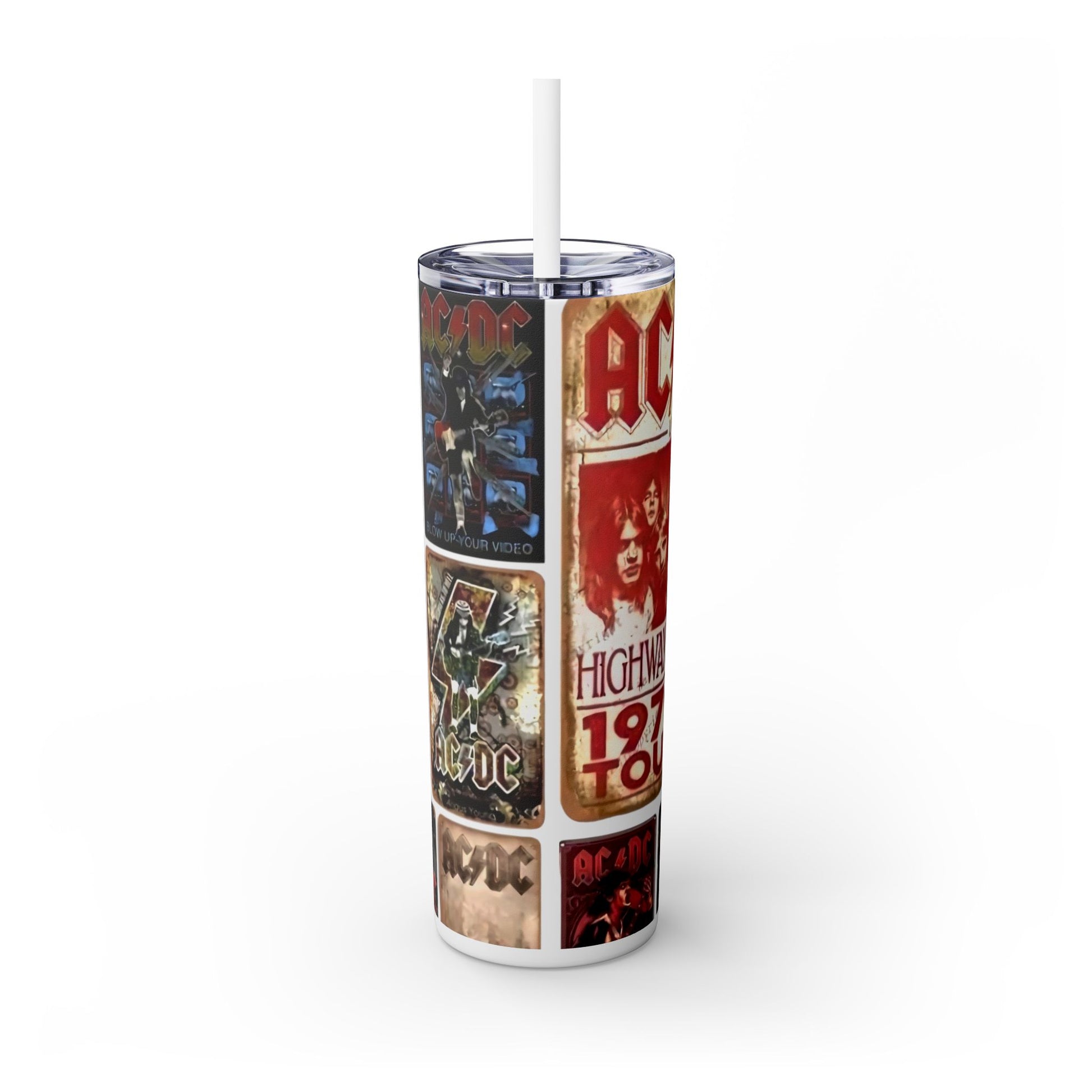 AC/DC ALBUMS - Skinny Tumbler with Straw, 20oz - Rock n Royalty Designs