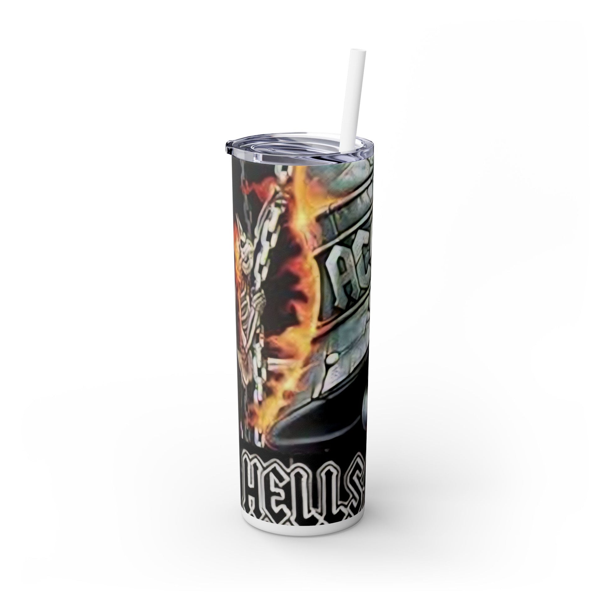 AC/DC HELLS BELLS-- Skinny Tumbler with Straw, 20oz - Rock n Royalty Designs