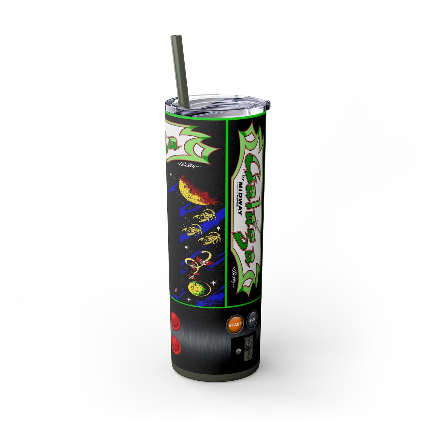 GALAGA ARCADE GAME- Skinny Tumbler with Straw, 20oz - Rock n Royalty Designs