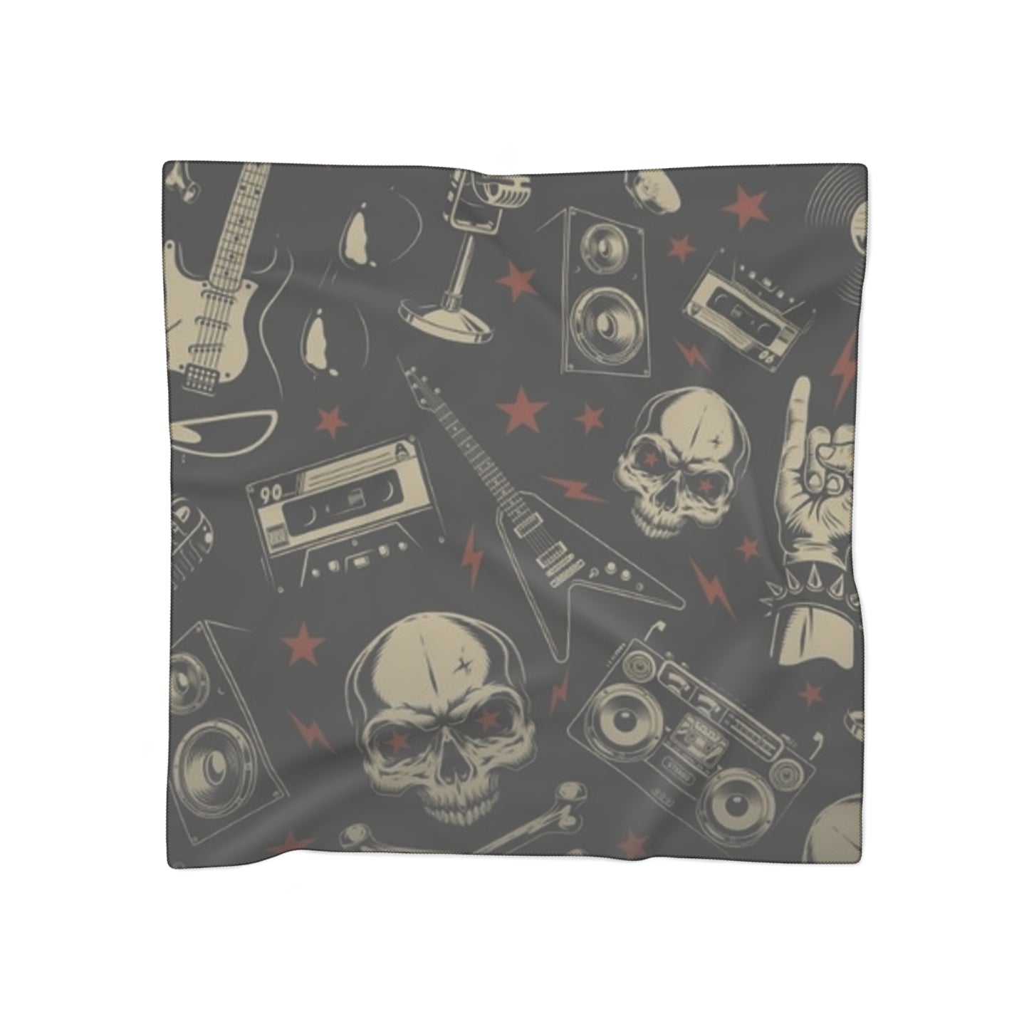 Black Rockin' Skull - Poly Scarf - Rock n Royalty Designs