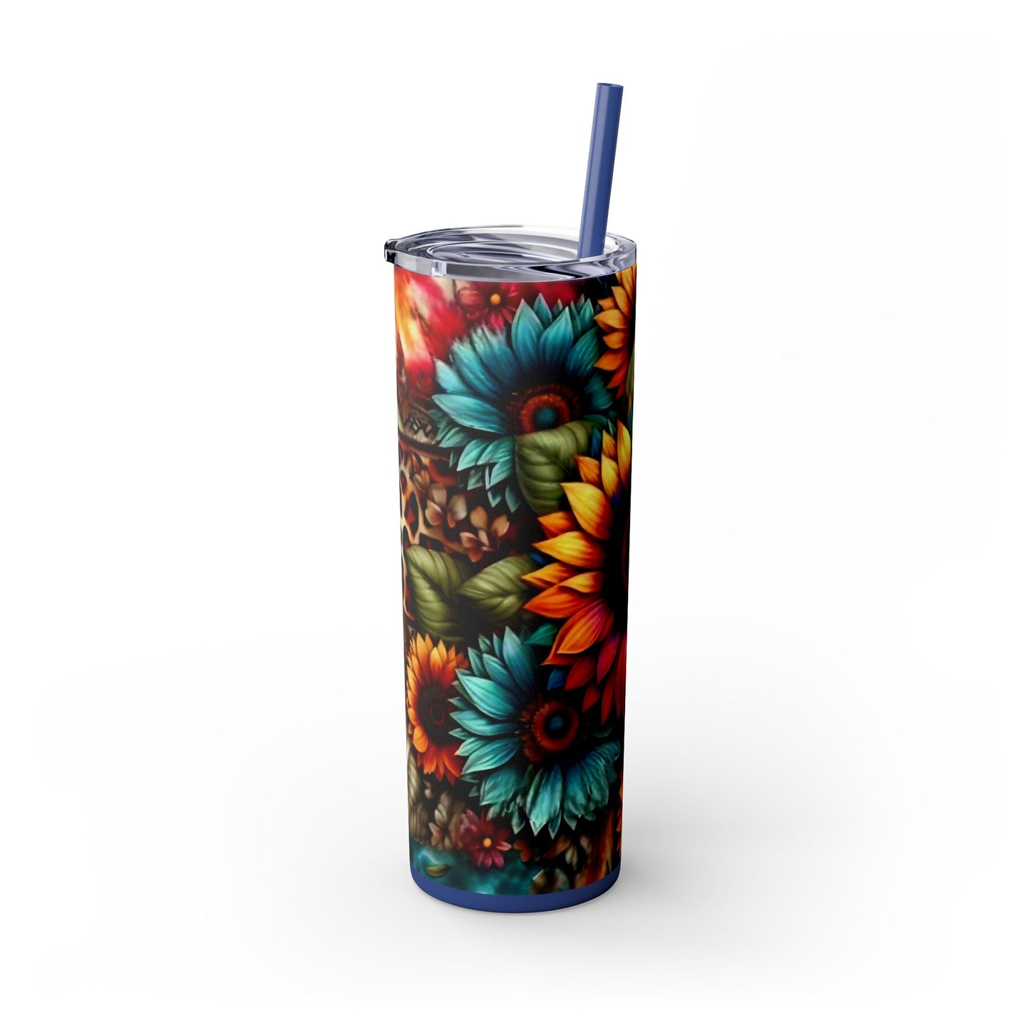 COLORFUL SUNFLOWERS - Skinny Tumbler with Straw, 20oz - Rock n Royalty Designs