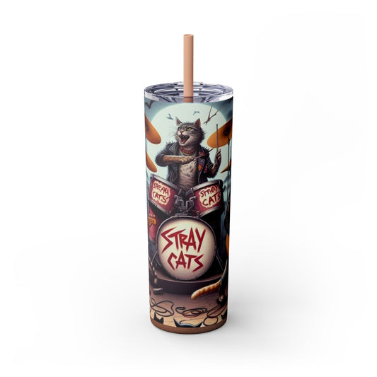 The Cats are Stray -  Skinny Tumbler with Straw, 20oz Printify