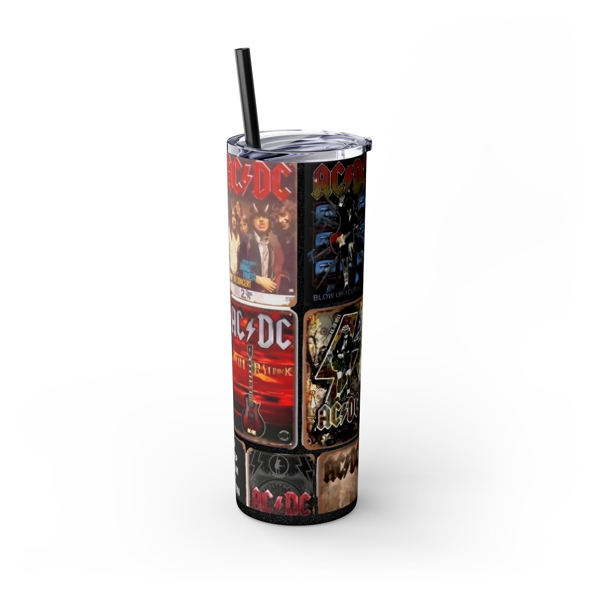 AC/DC ALBUMS - Skinny Tumbler with Straw, 20oz - Rock n Royalty Designs